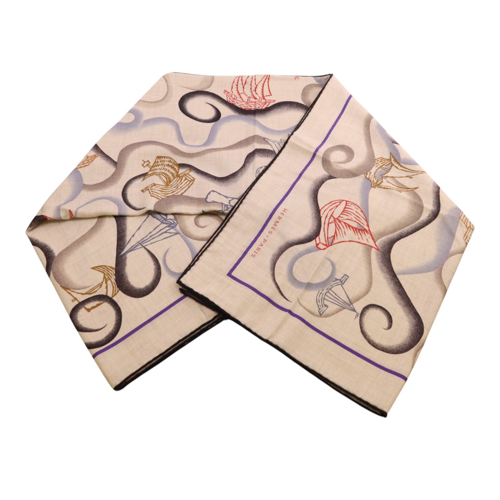 HERMES 【激減優惠】羊絨/絲質Mors A Jouets Bandana Shawl 140絲巾