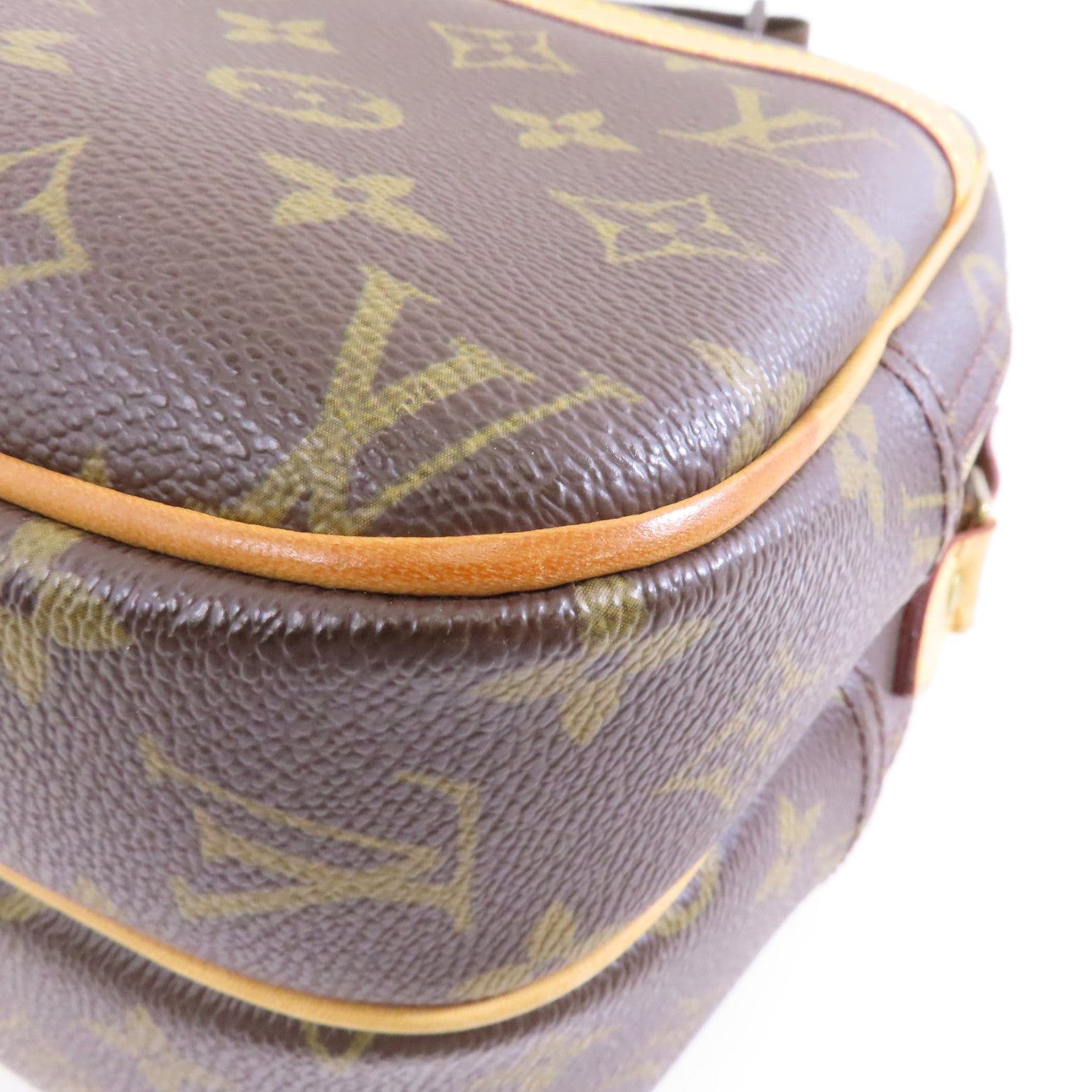 LOUIS VUITTON Monogram Reporter PM金扣肩背袋棕色