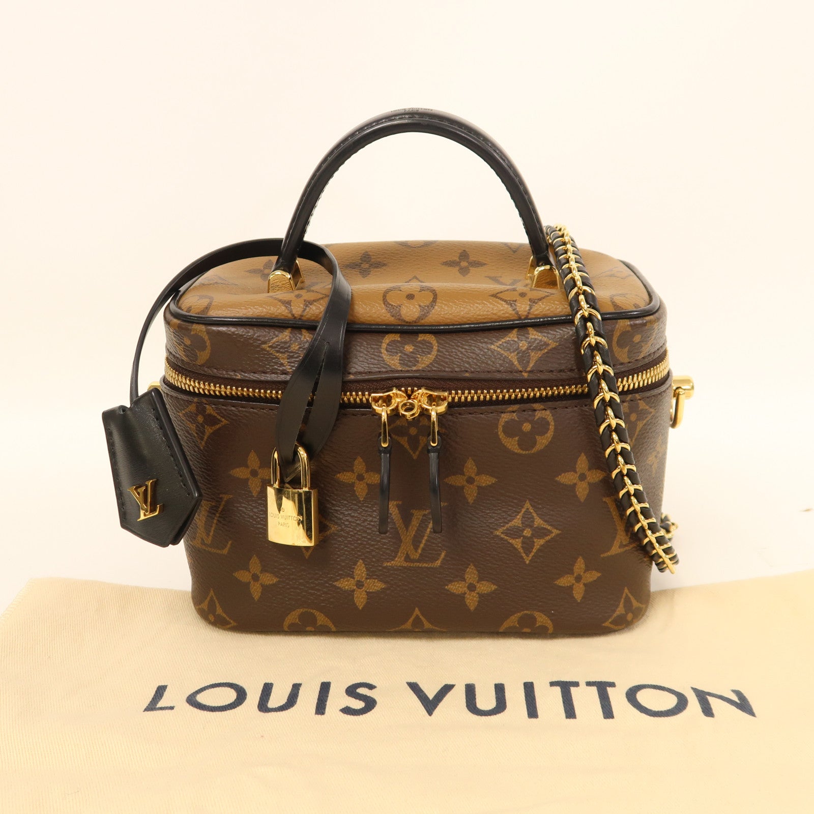 LOUIS VUITTON LV GHW Vanity PM 2 Way Shoulder Bag M45165 Monogram Reverse Brown