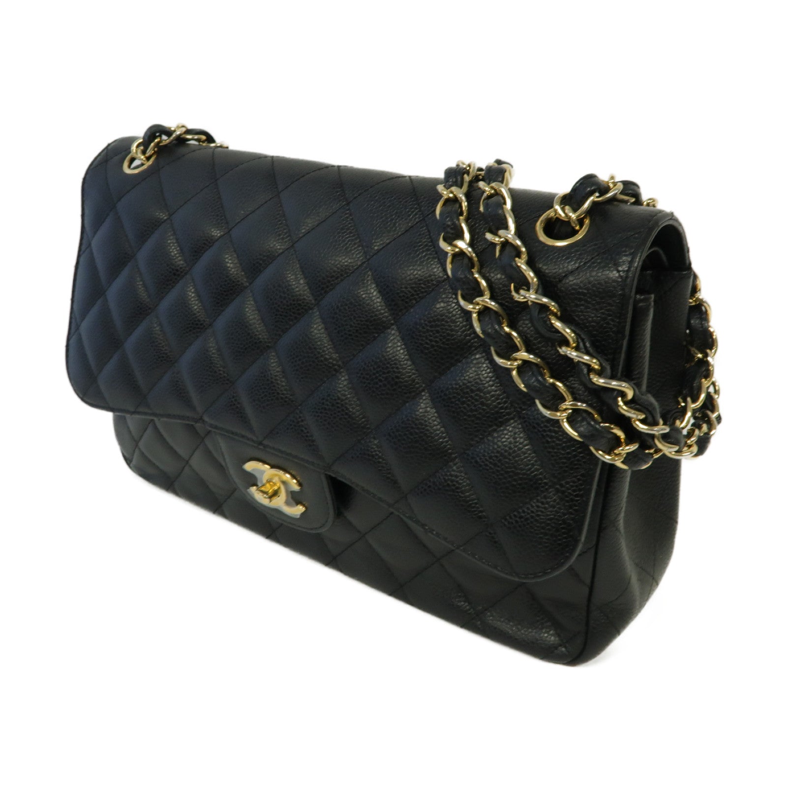 CHANEL **【激減優惠】皮革Classic Flap 30金扣鏈帶肩背袋黒色