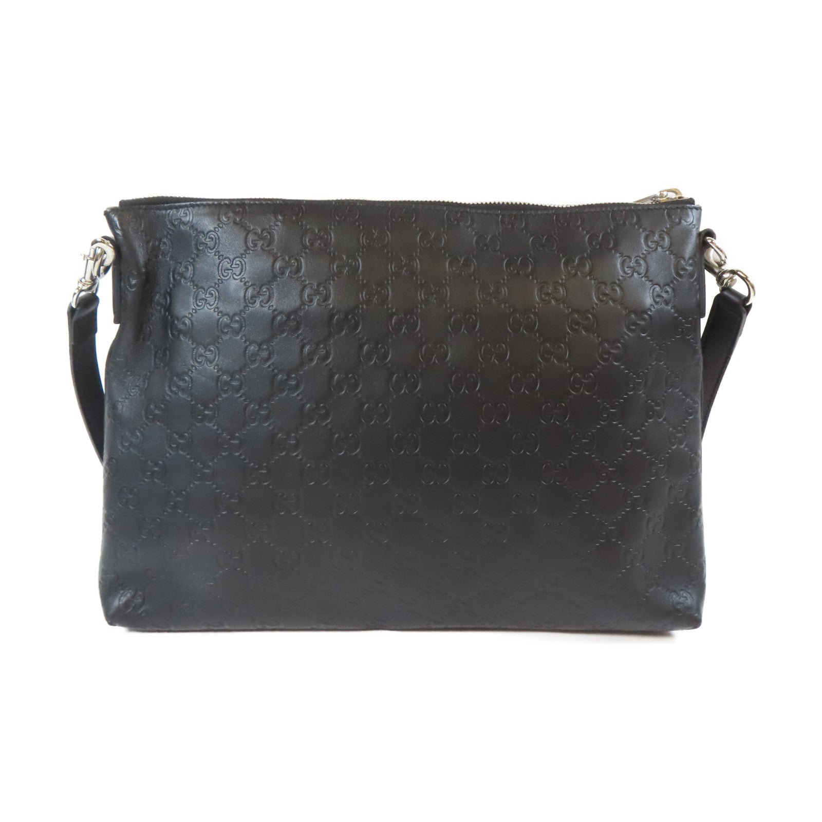 GUCCI 牛皮皮革Shoulder Bag銀扣肩背袋黑色