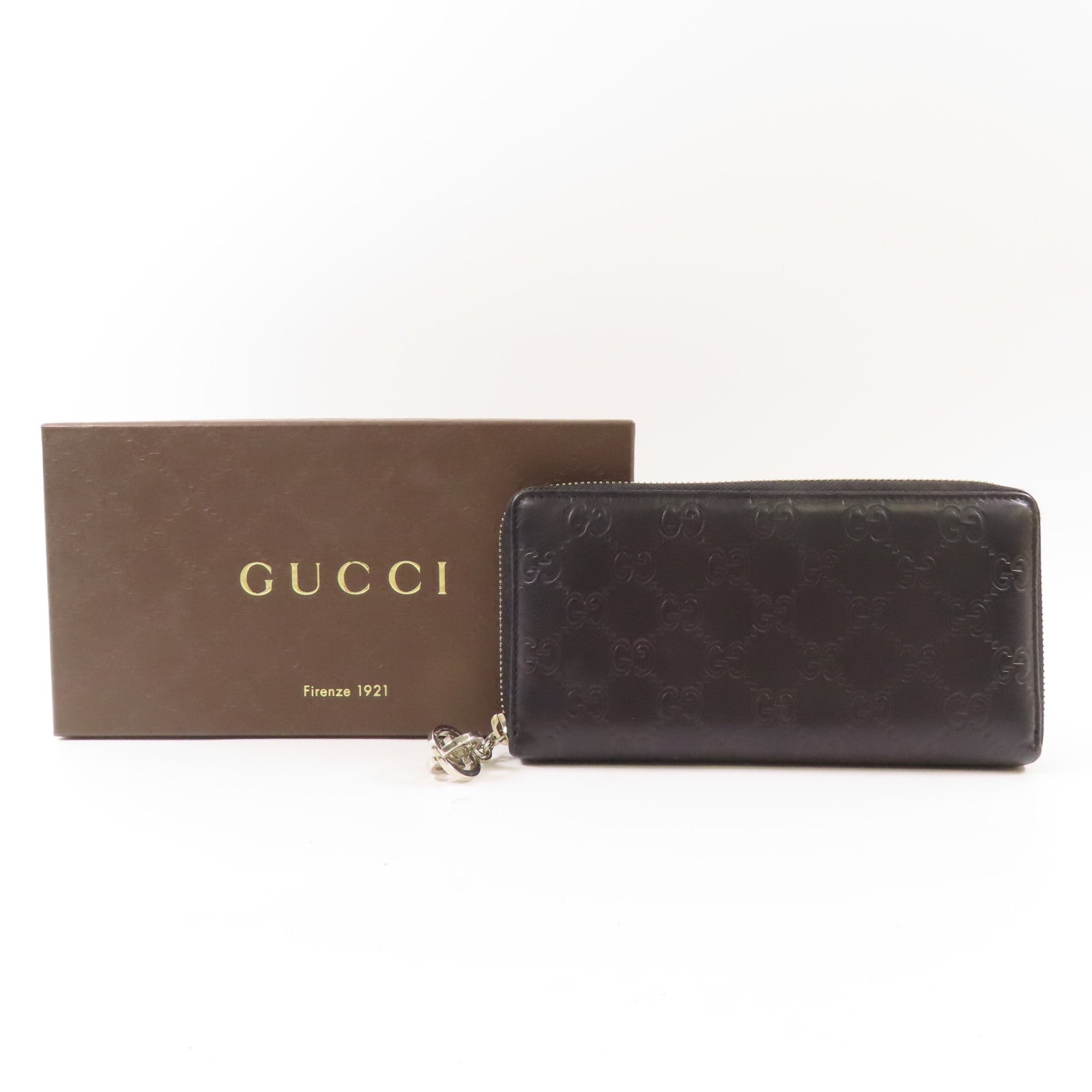 GUCCI GG SHW Zipper Long Wallet 233025 Calfskin Leather Black