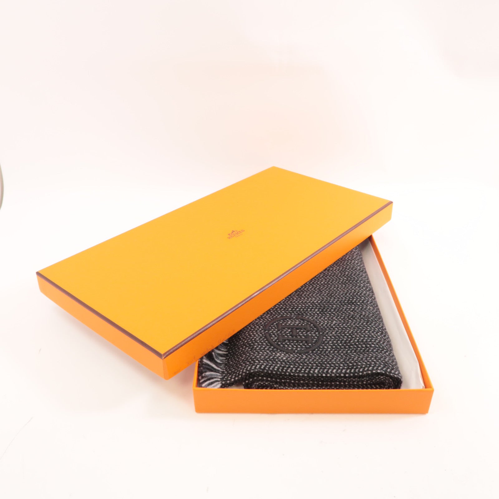 HERMES Cashmere Scarf圍巾黑色/灰色