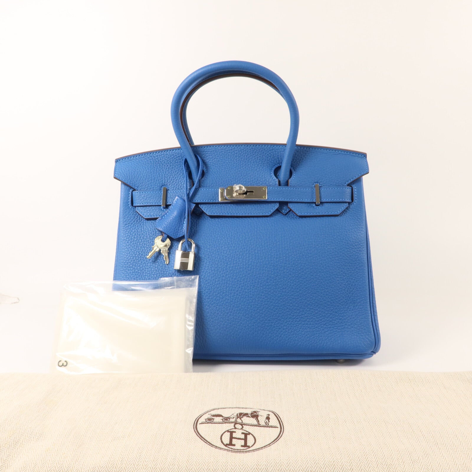 HERMES Togo皮革Birkin 30手挽袋Bleu Zanzibar