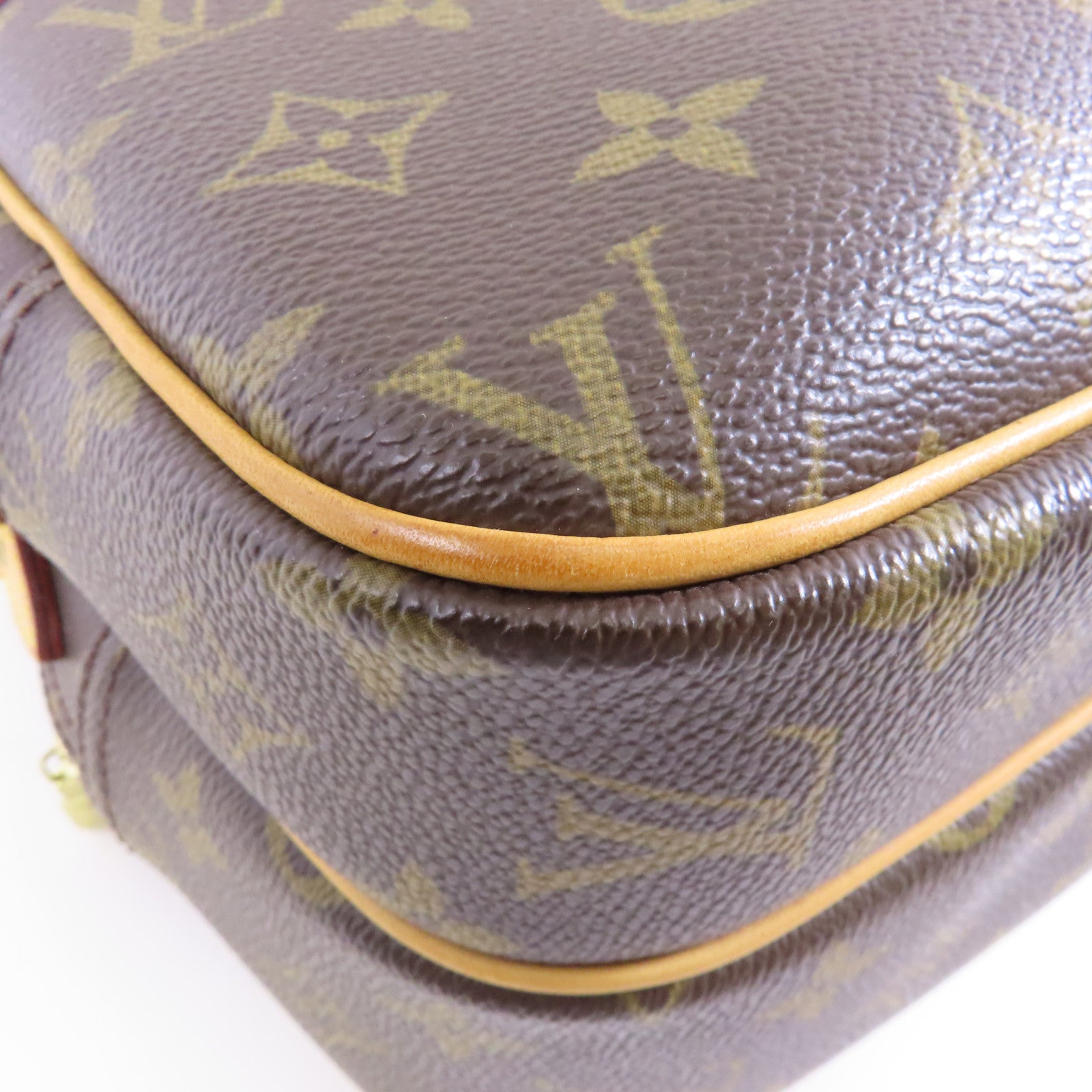 LOUIS VUITTON Monogram Reporter PM金扣肩背袋棕色