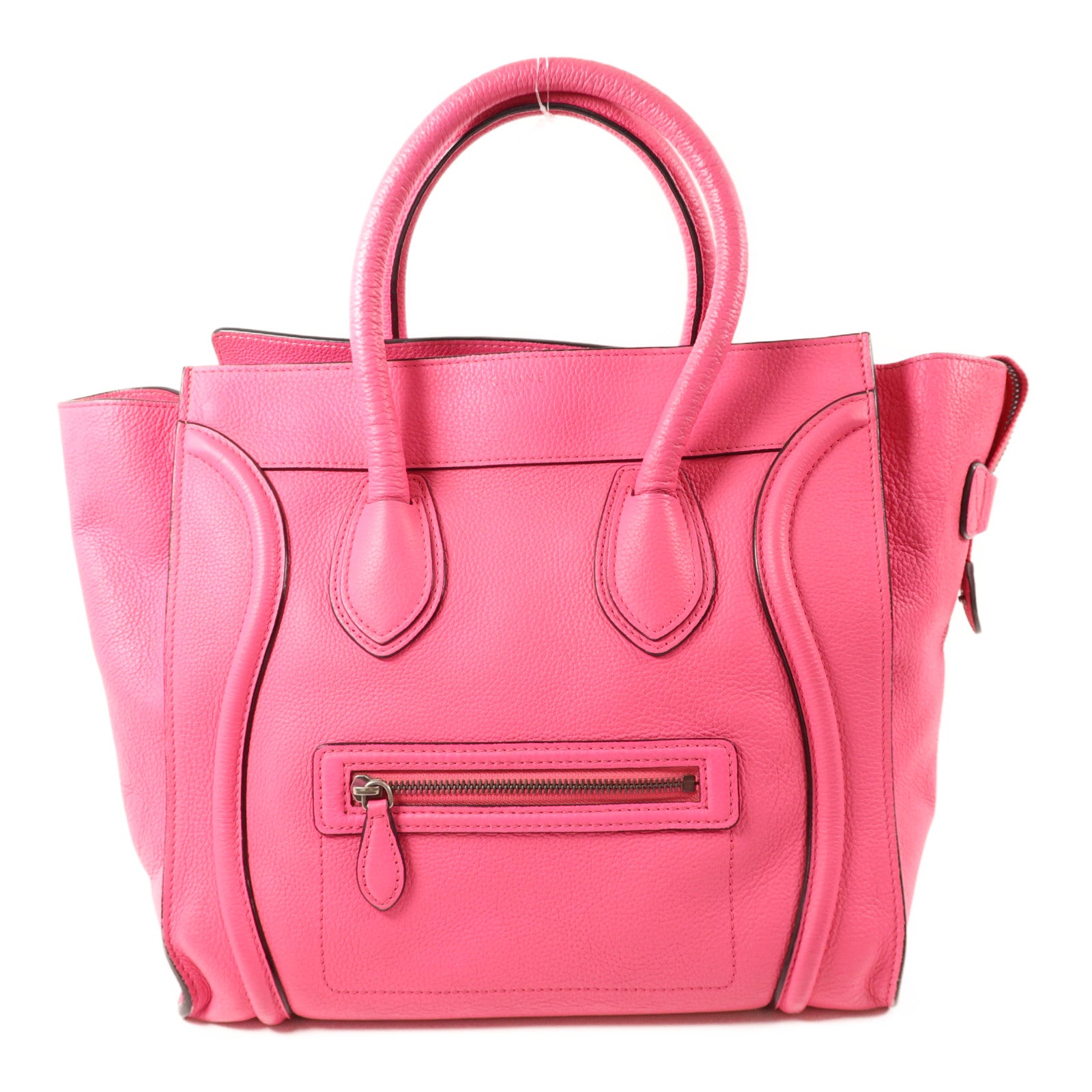 CELINE 牛皮皮革Mini Luggage銀扣手挽袋