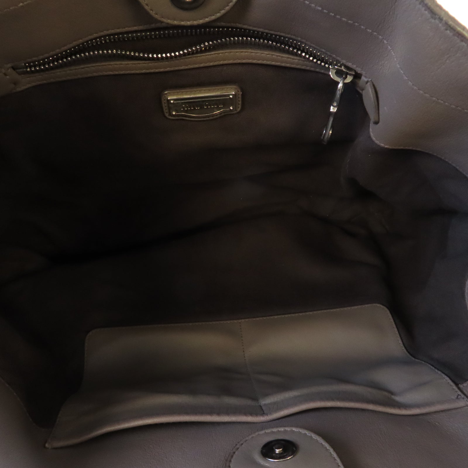 Miu Miu 【激減優惠】牛皮皮革Tote Bag銀扣肩背袋啡色