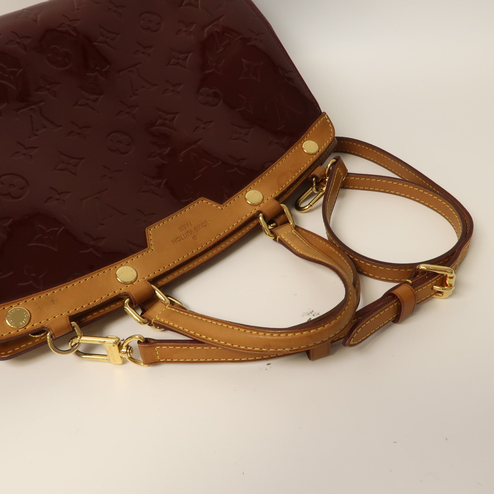 LOUIS VUITTON 【激減優惠】Vernis Blair GM金扣手挽肩背兩用袋酒紅色
