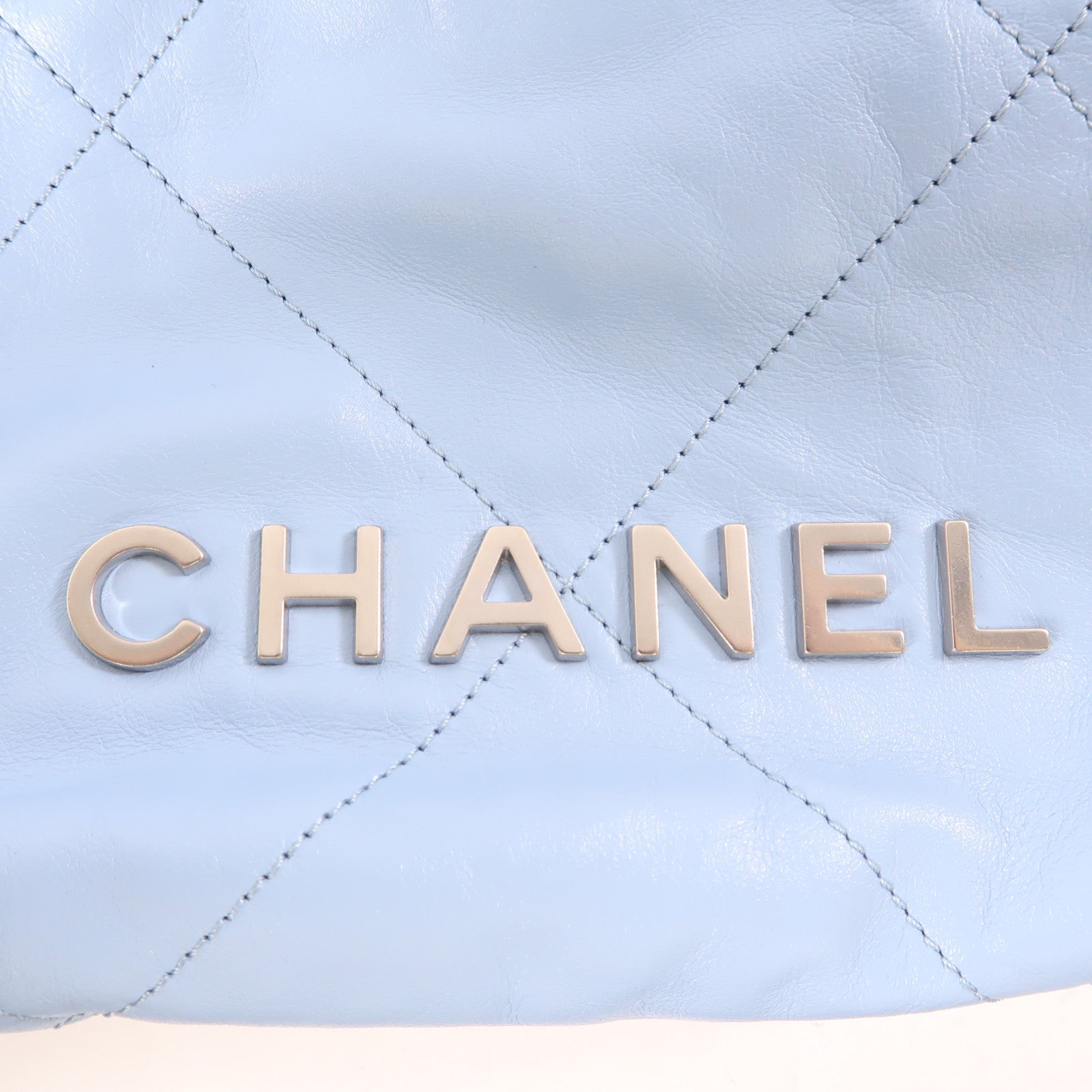 CHANEL 羊皮皮革Mini 19銀扣Shoulder Bag粉藍色
