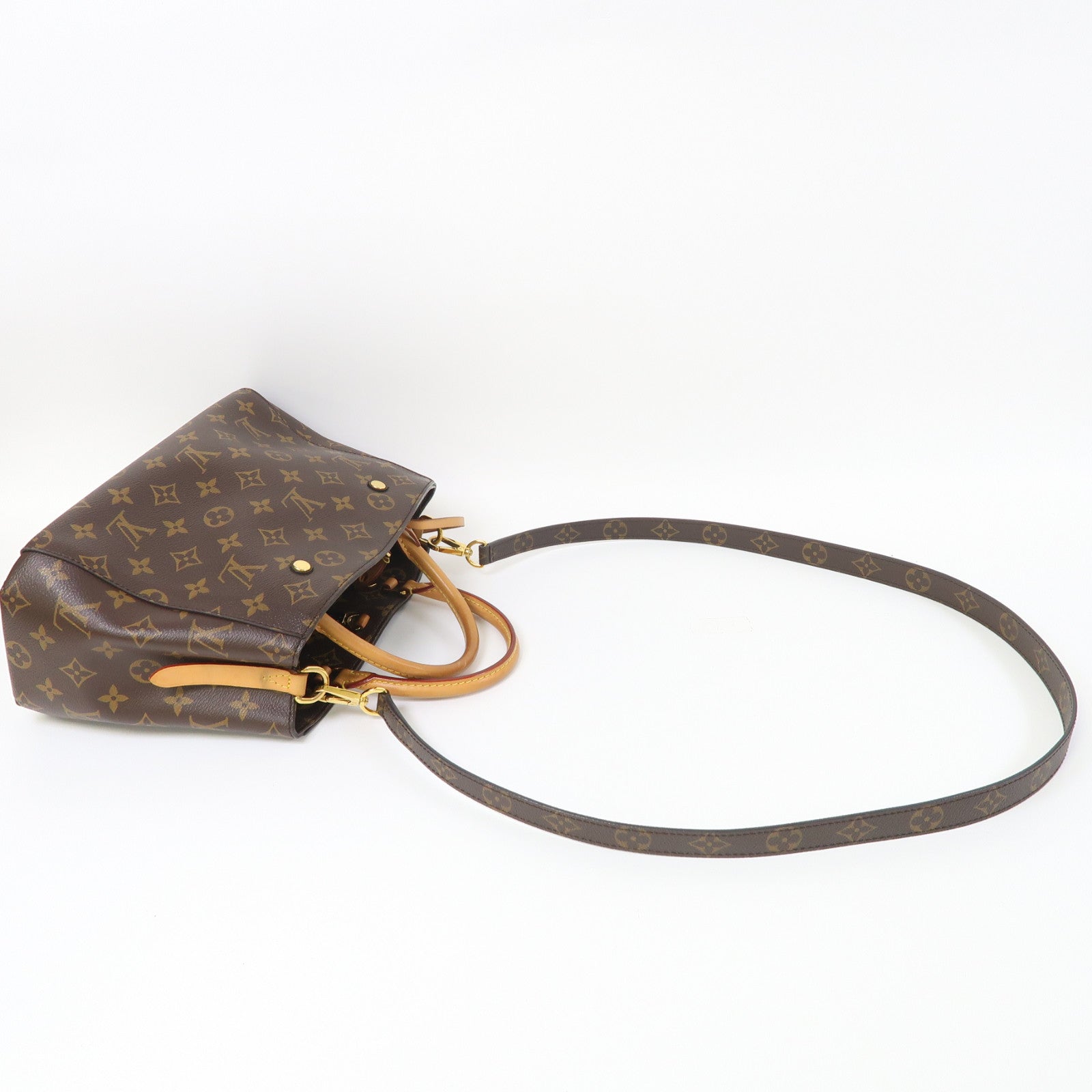 LOUIS VUITTON Monogram Montaigne BB金扣手挽肩背兩用袋啡色