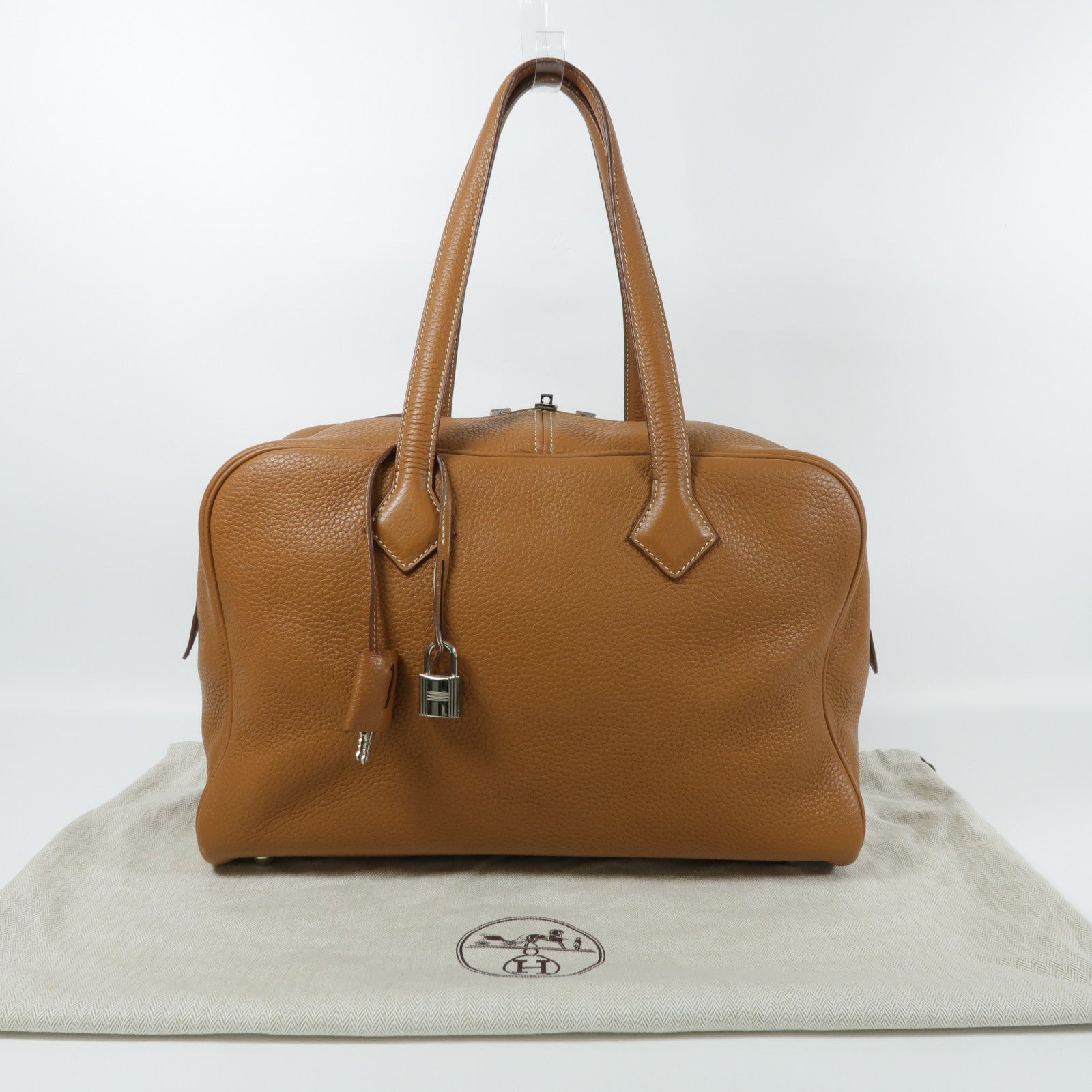 HERMES Clemence皮革Victoria銀扣肩背袋