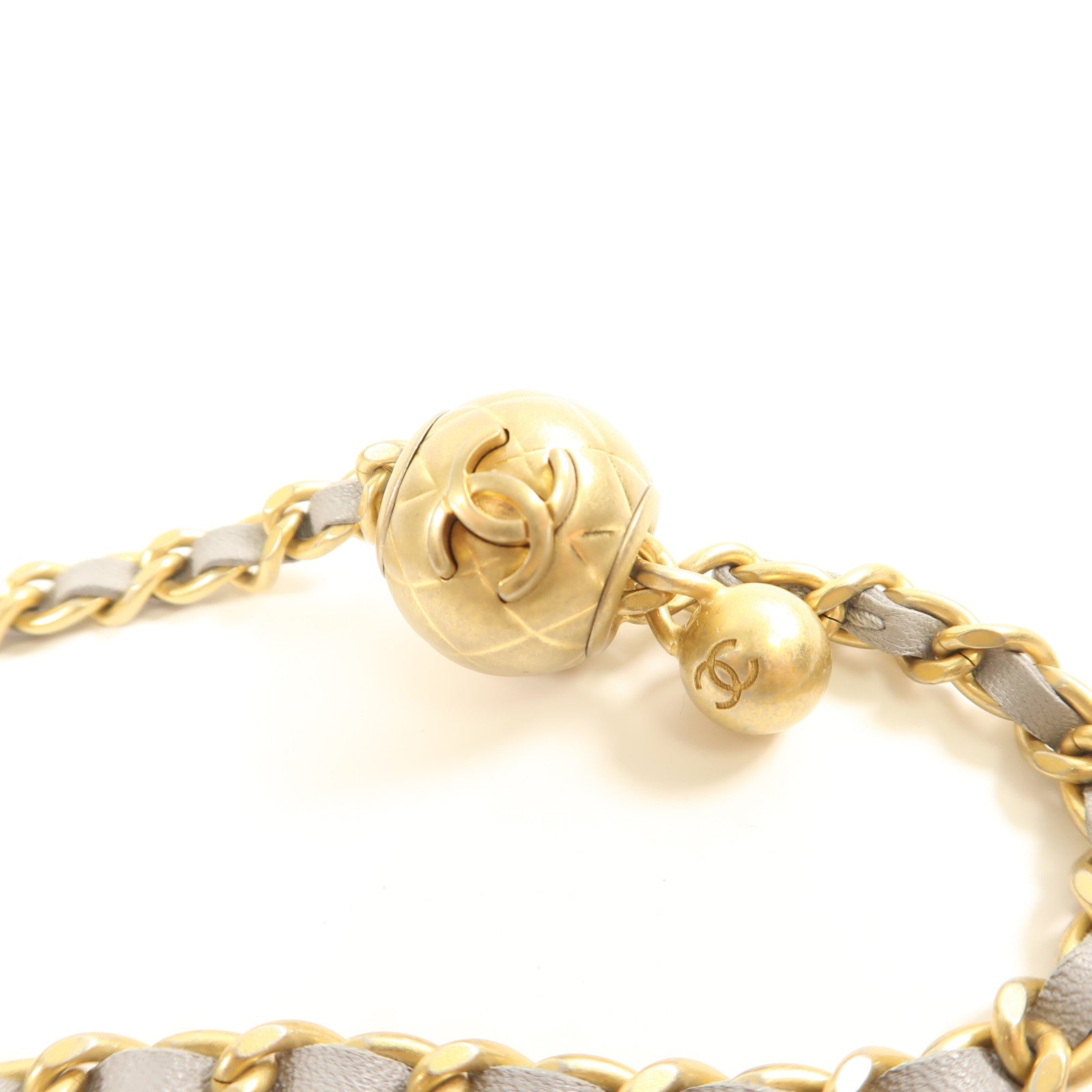 CHANEL CC GHW Vanity Case Chain Shoulder Bag Calfskin Leather Grey