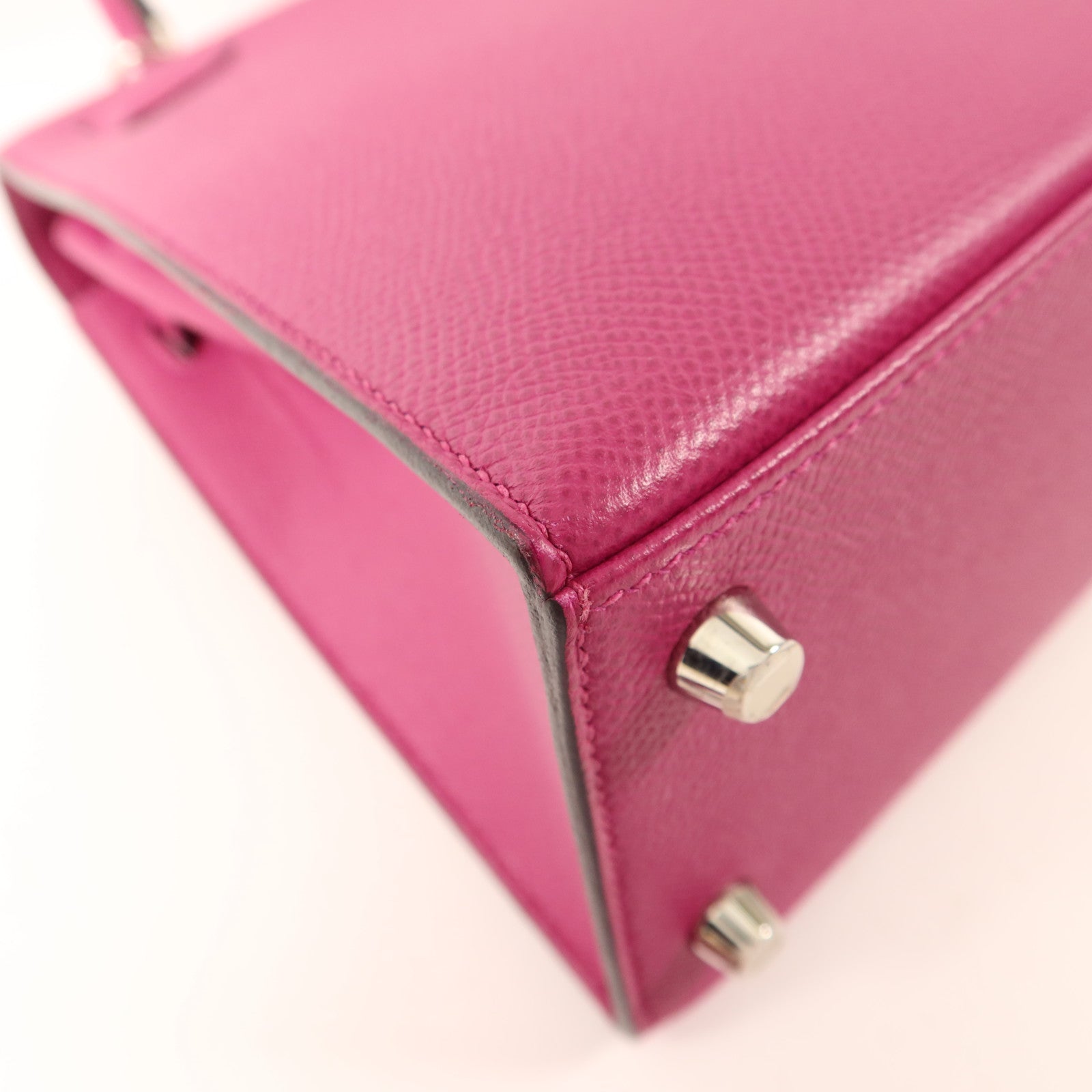 HERMES Epsom皮革Sac Kelly II Sellier 25銀扣手挽肩背兩用袋Rose Pourpre
