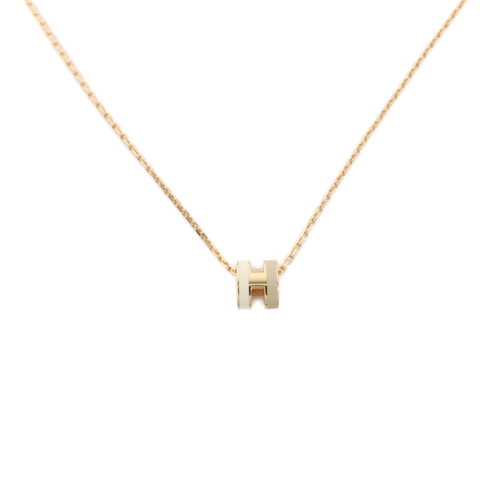 HERMES 金屬Mini Pop H項鍊Nata/Marron Glace