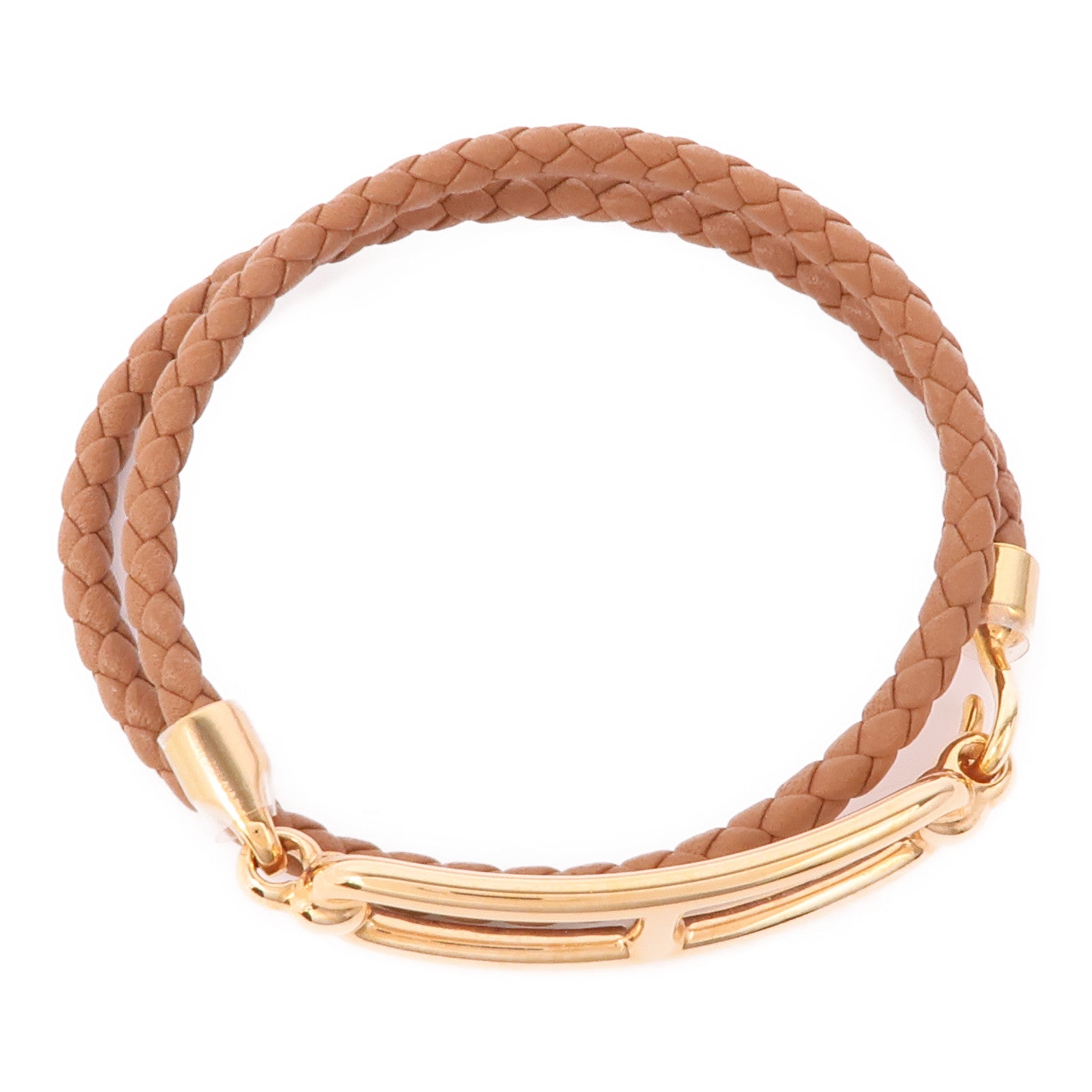 HERMES Swift皮革Roulis Double Tour Bracelet玫瑰金扣手鐲Gold
