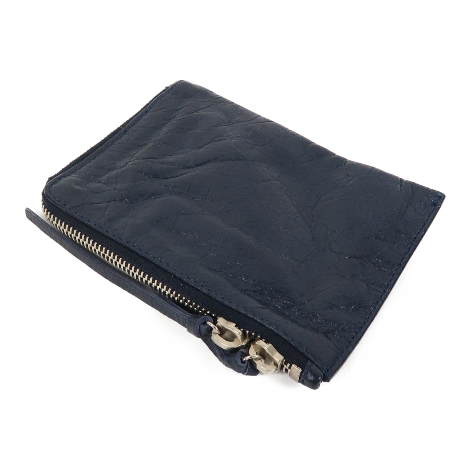 BALENCIAGA 牛皮皮革Coin Case銀扣零錢包藍色