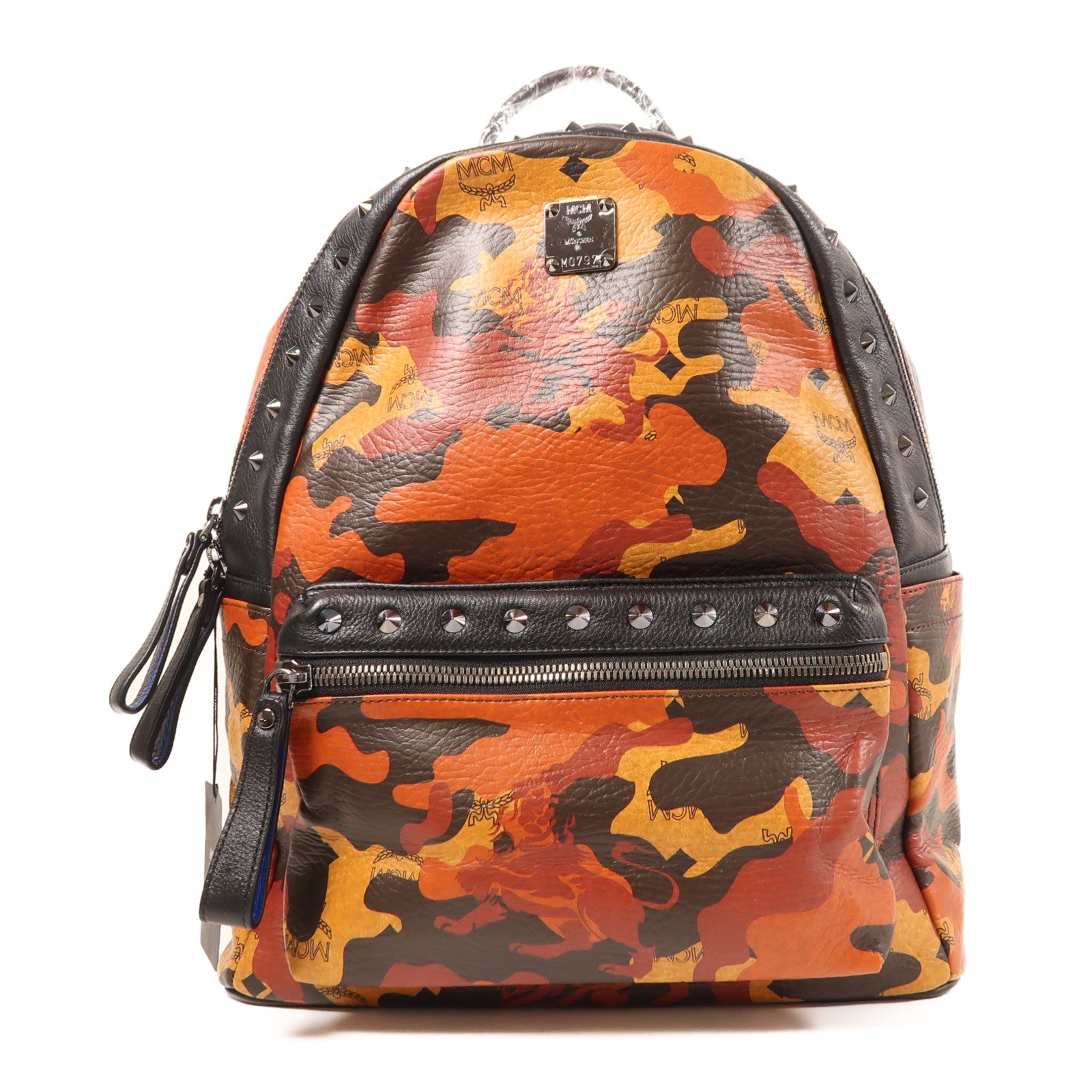 MCM 牛皮皮革Backpack銀扣背包