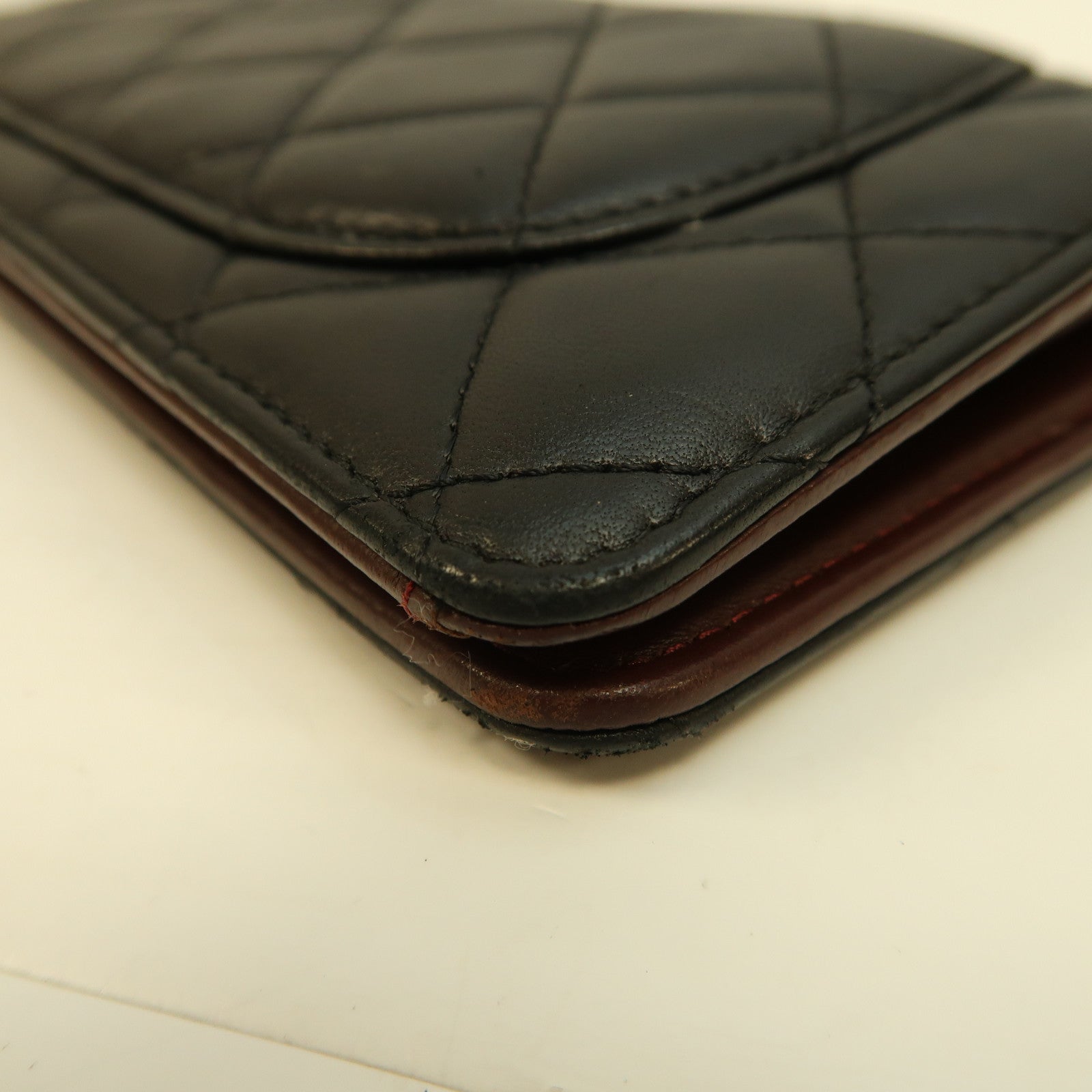 CHANEL 菱格羊皮皮革Long Wallet銀扣長錢包黑色