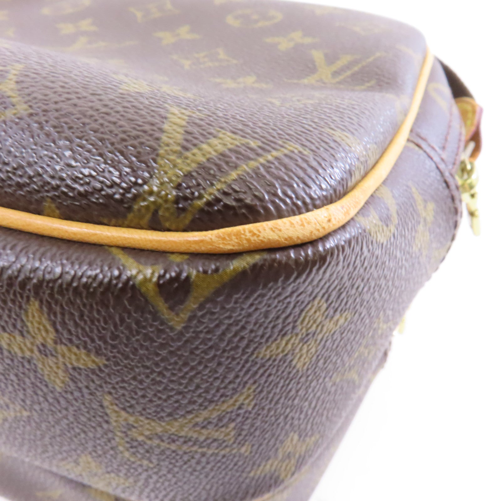 LOUIS VUITTON Monogram Reporter PM金扣肩背袋棕色