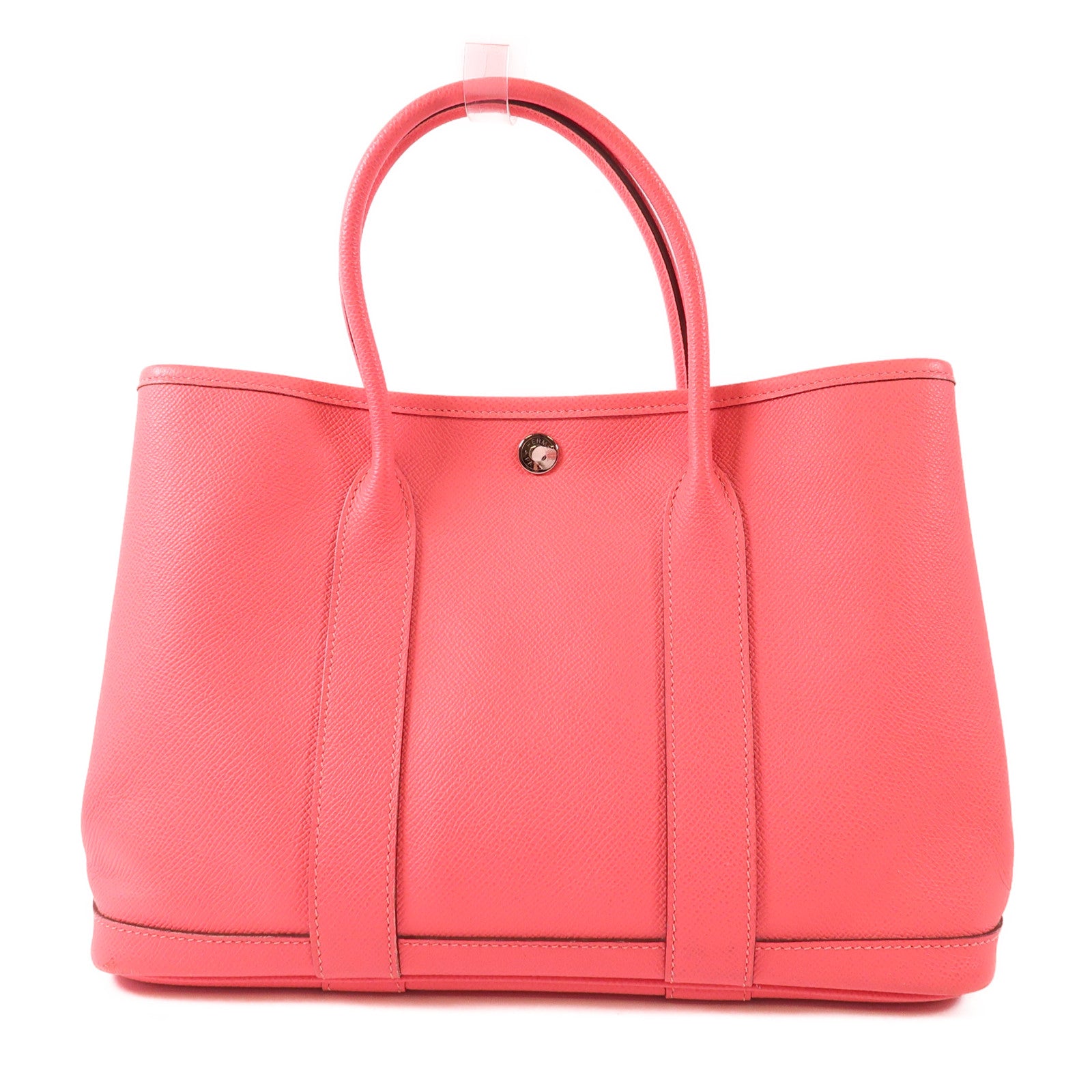 HERMES Epsom皮革Garden Party TPM銀扣手挽袋8W Rose Azalee
