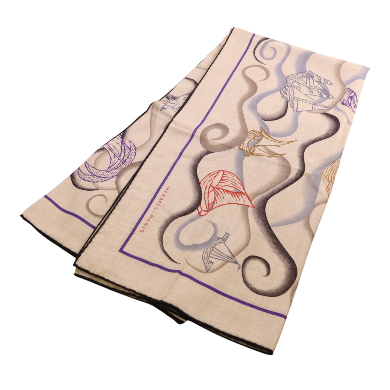HERMES 【激減優惠】羊絨/絲質Mors A Jouets Bandana Shawl 140絲巾