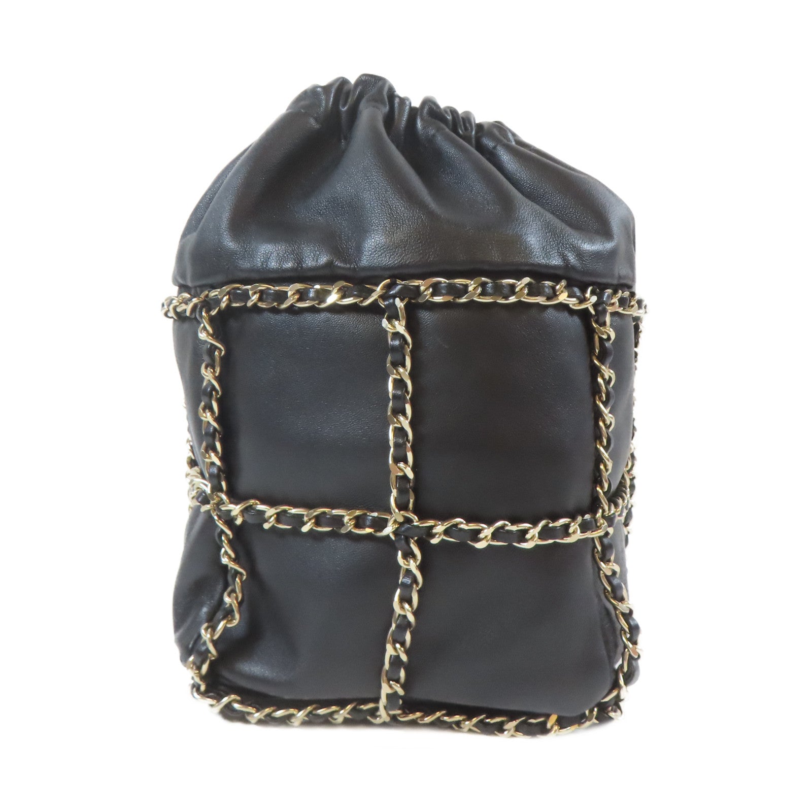 CHANEL 【激減優惠】羊皮皮革Bucket Bag金扣鏈帶肩背袋黑色