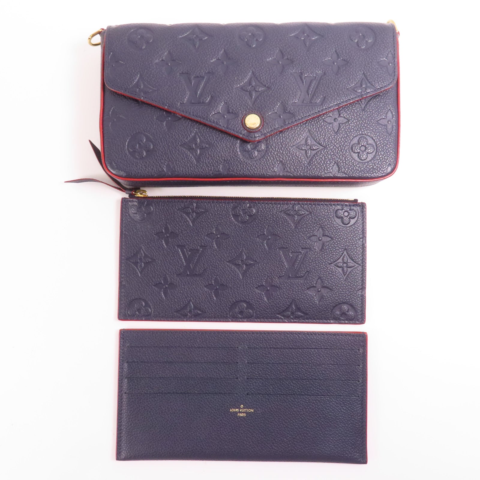 LOUIS VUITTON Monogram Empreinte Felicie Pochette金扣鏈帶肩背袋