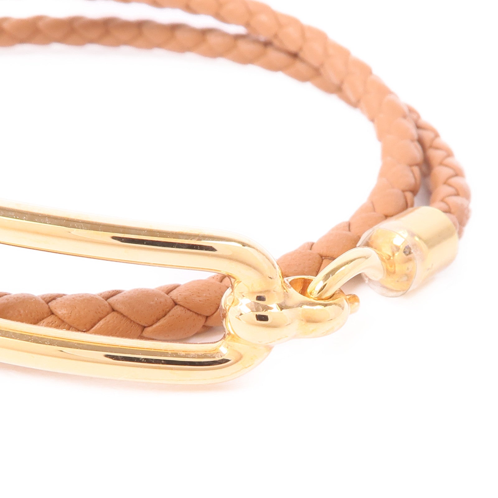 HERMES Swift皮革Roulis Double Tour Bracelet玫瑰金扣手鐲Gold