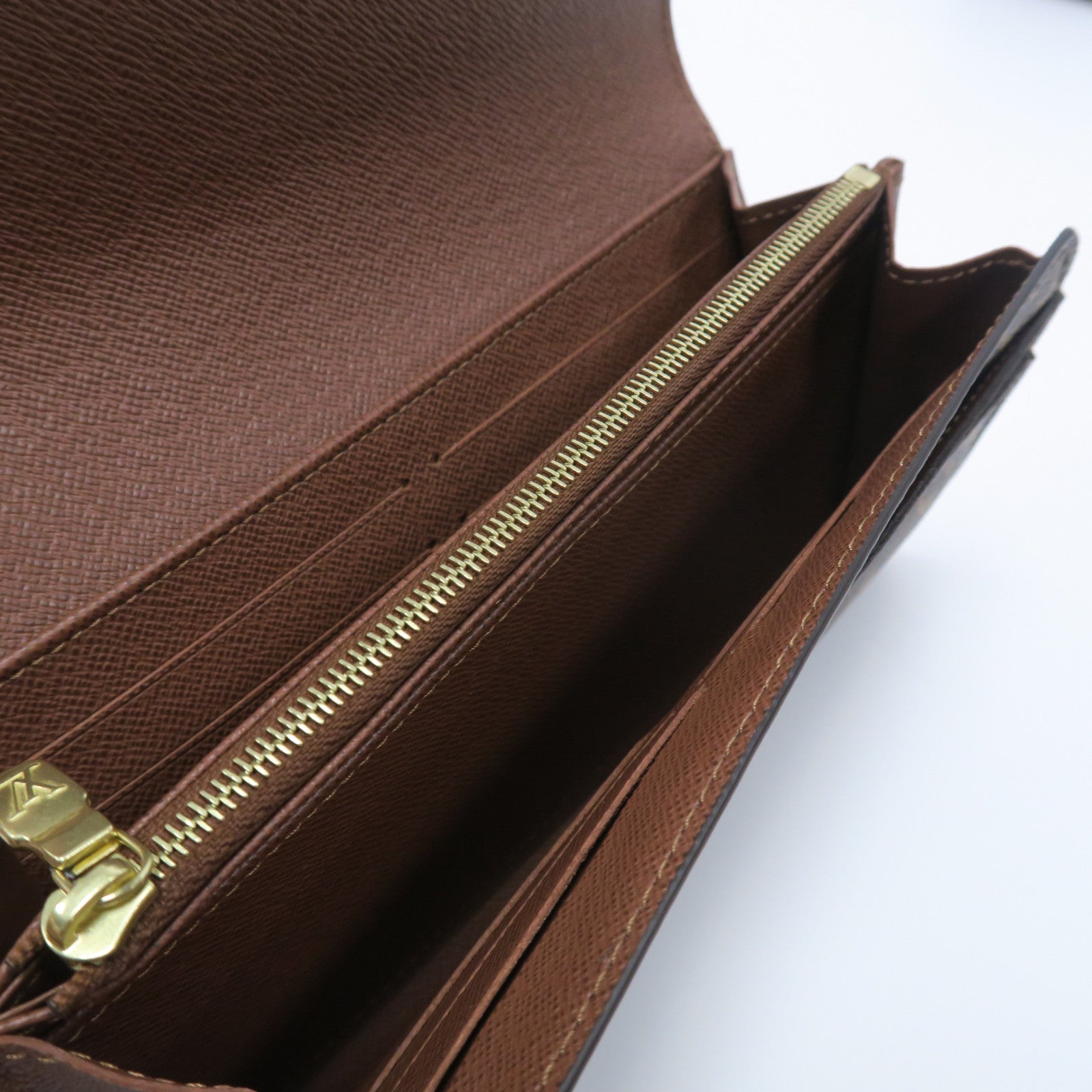 LOUIS VUITTON Monogram Sarah金扣拉鏈長錢包啡色