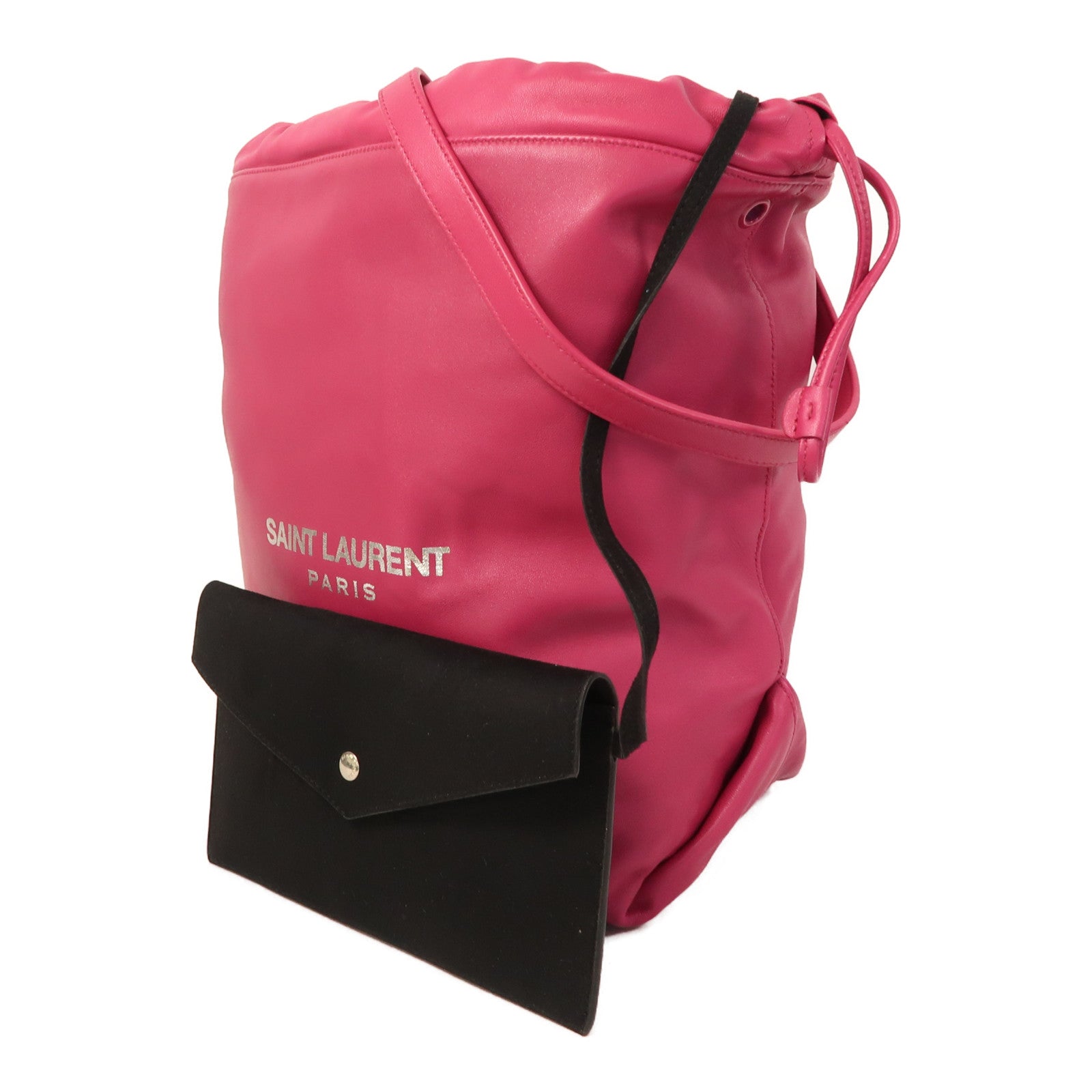 SAINT LAURENT 【激減優惠】羊皮皮革Teddy銀扣鏈帶肩背袋粉紅色