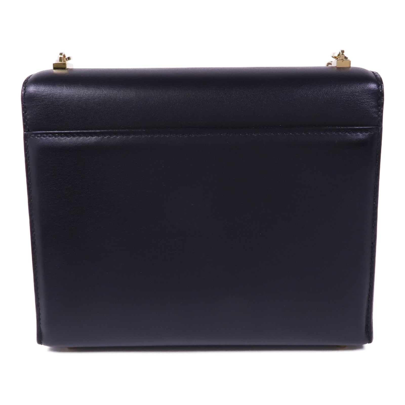 HERMES Tadelakt皮革Verrou Mini金扣鏈帶肩背袋Noir