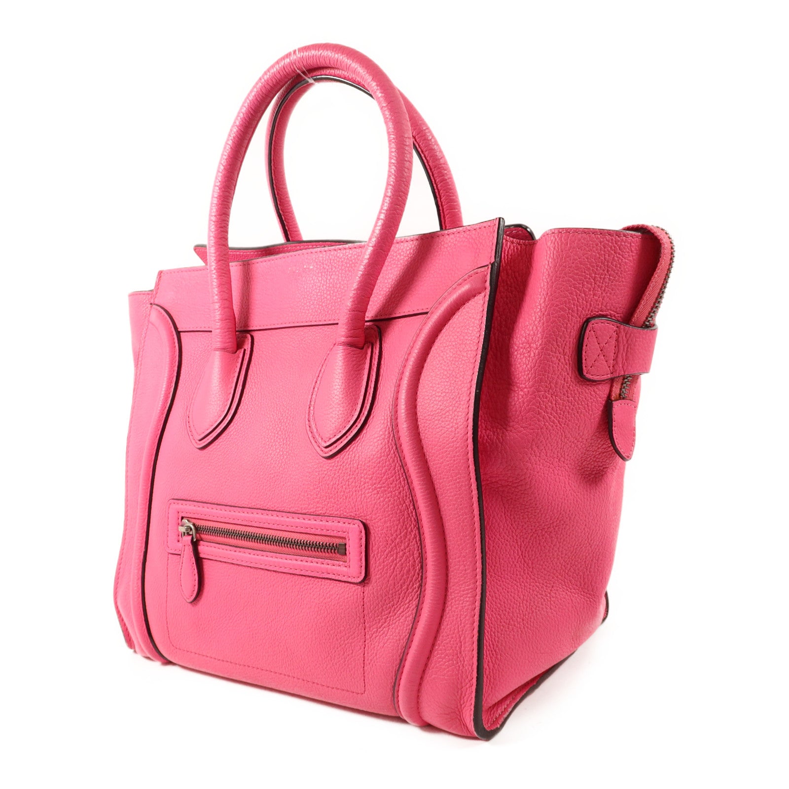 CELINE 牛皮皮革Mini Luggage銀扣手挽袋