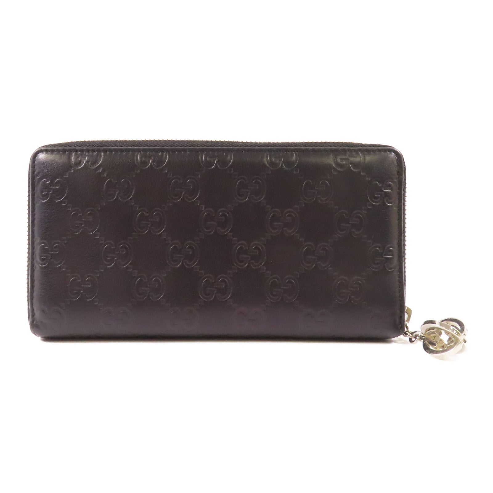 GUCCI GG SHW Zipper Long Wallet 233025 Calfskin Leather Black