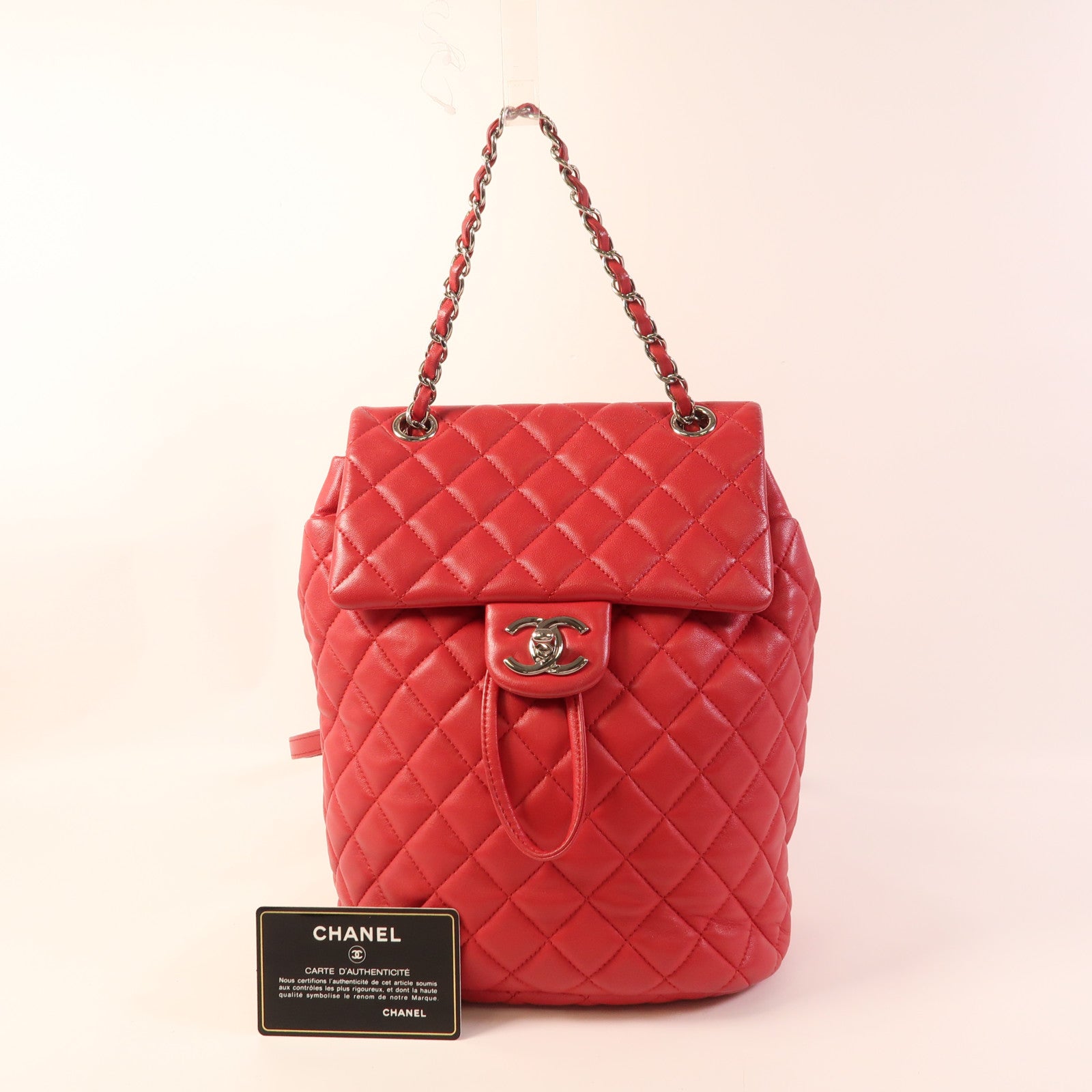 CHANEL 皮革Backpack金扣背包