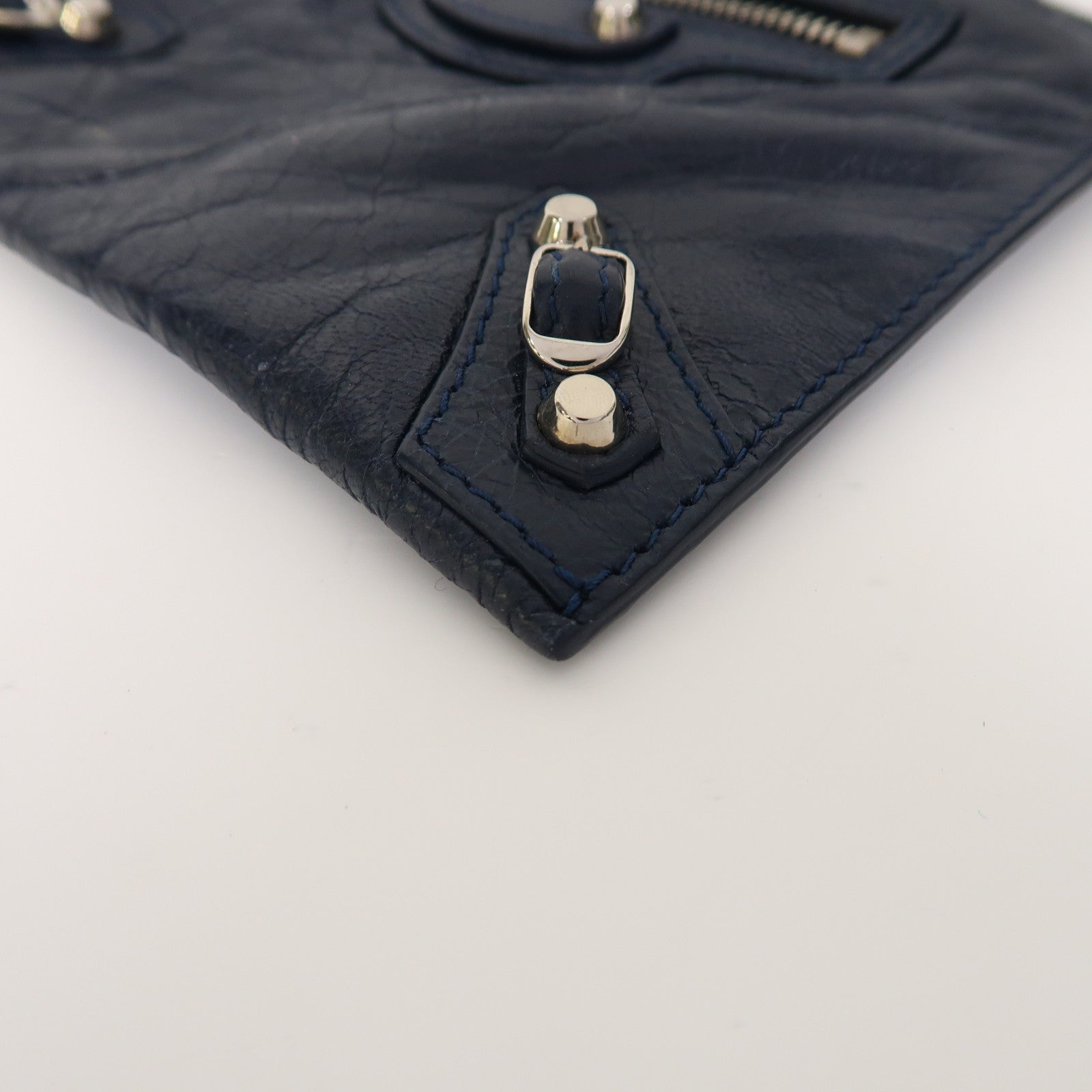 BALENCIAGA 牛皮皮革Coin Case銀扣零錢包藍色