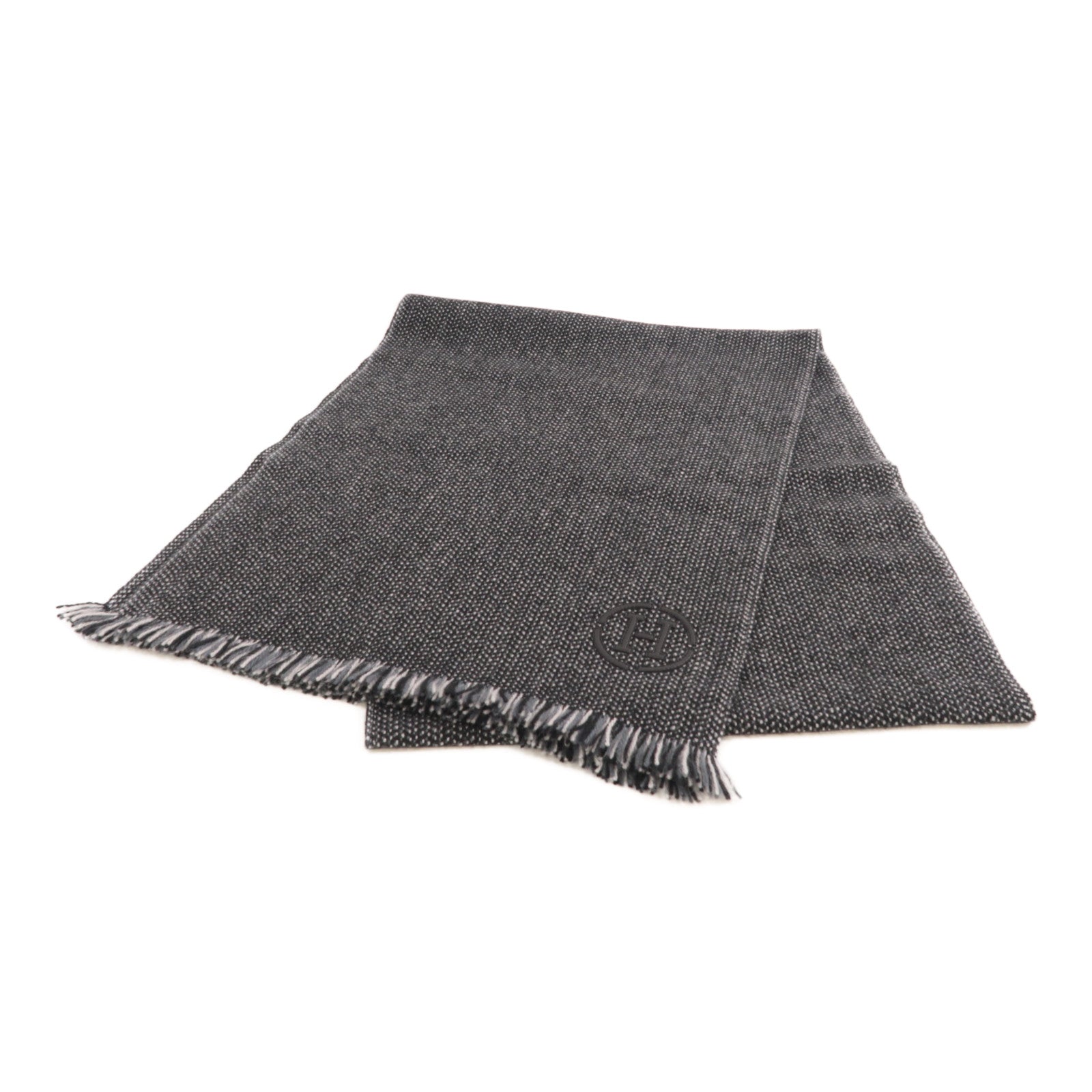 HERMES Cashmere Scarf圍巾黑色/灰色