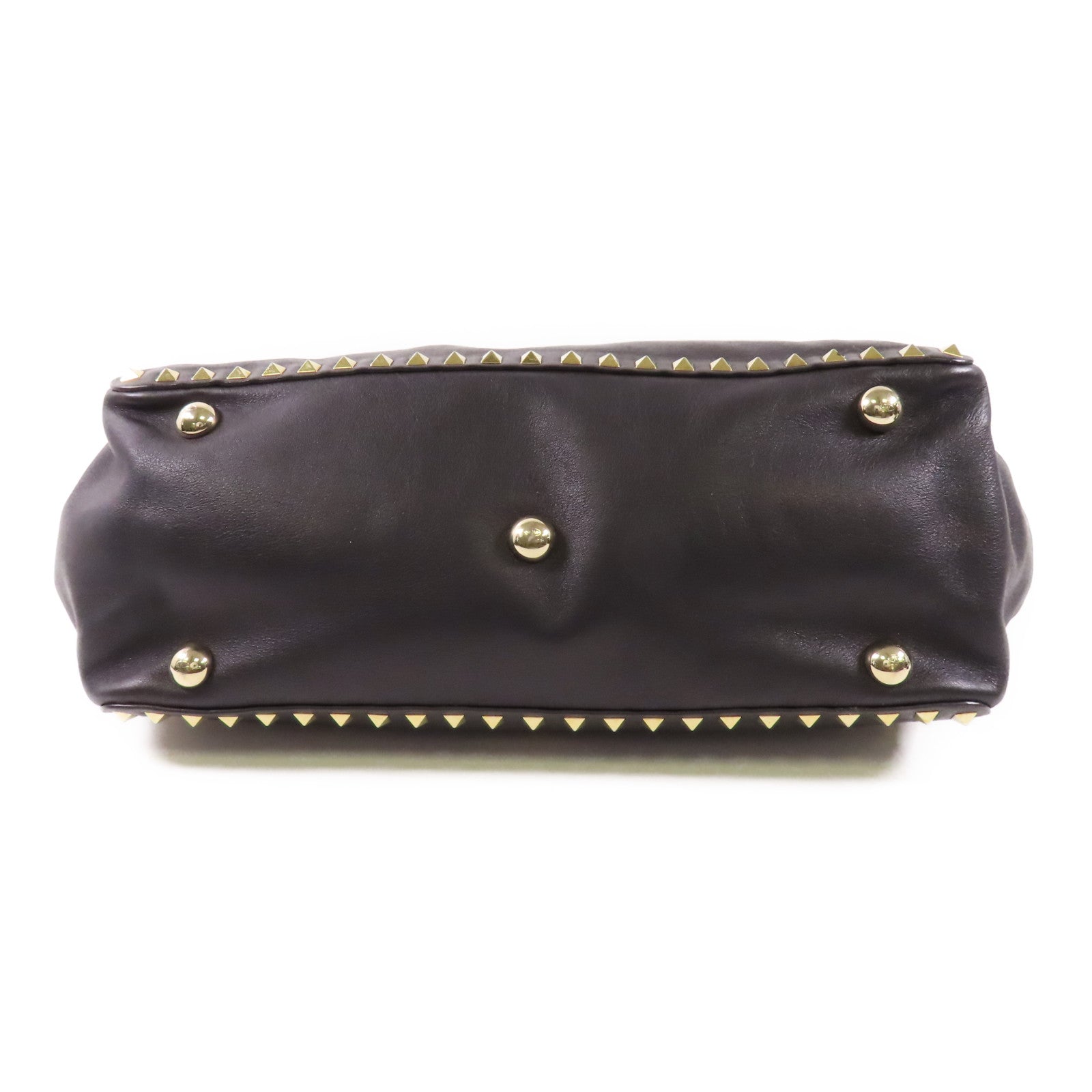 VALENTINO GHW 2 Way Shoulder Bag Calfskin Leather Black