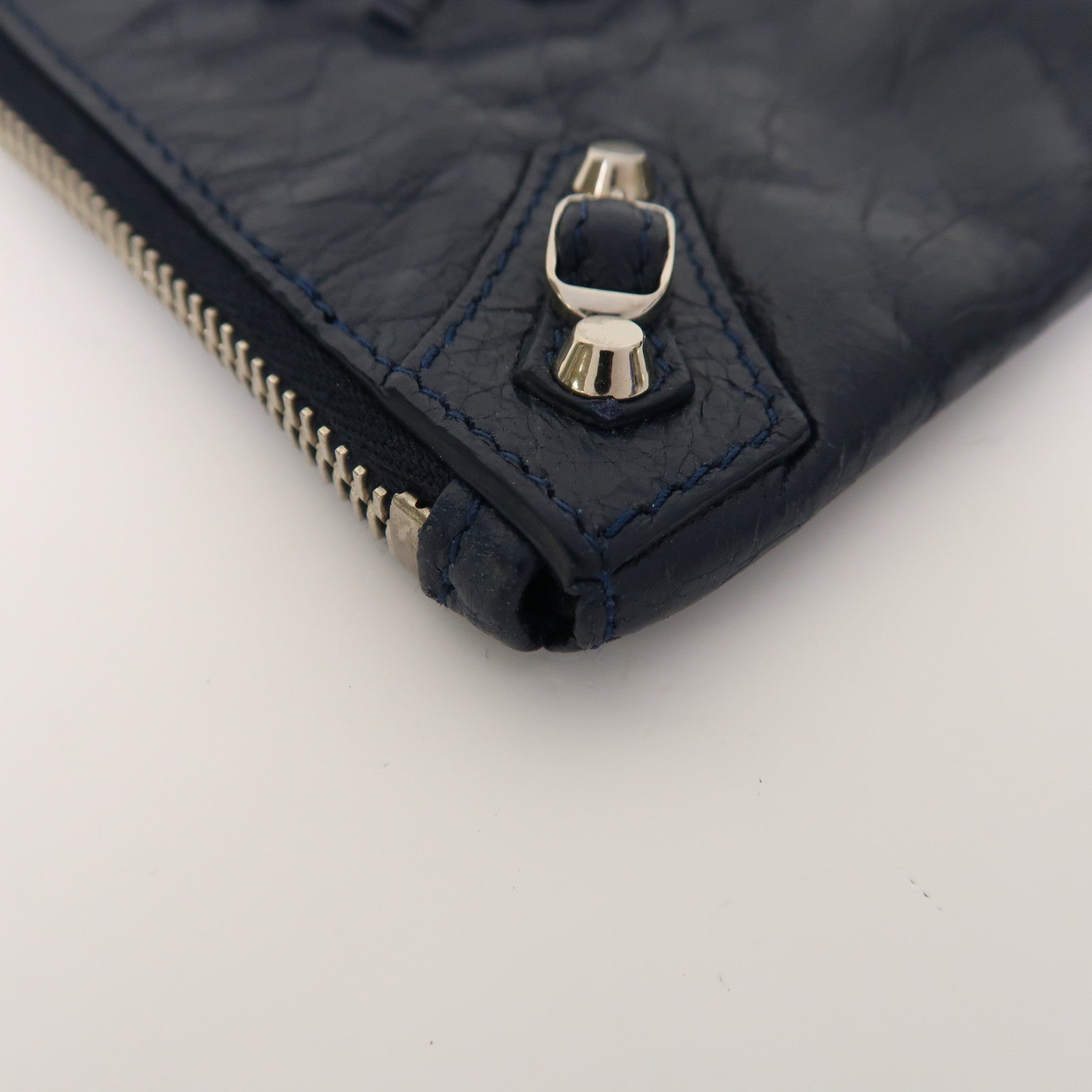 BALENCIAGA 牛皮皮革Coin Case銀扣零錢包藍色