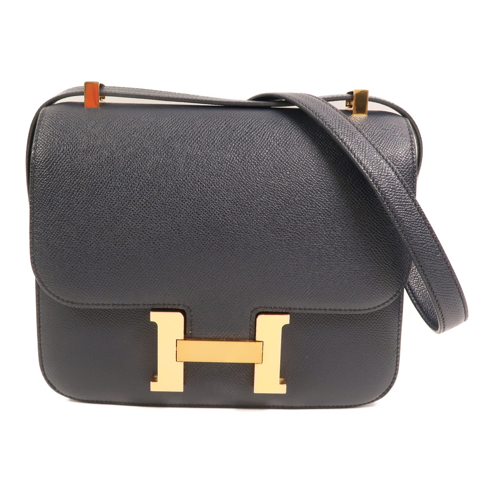 HERMES 【激減優惠】Epsom皮革Constance24金扣肩背袋Bleu Indigo