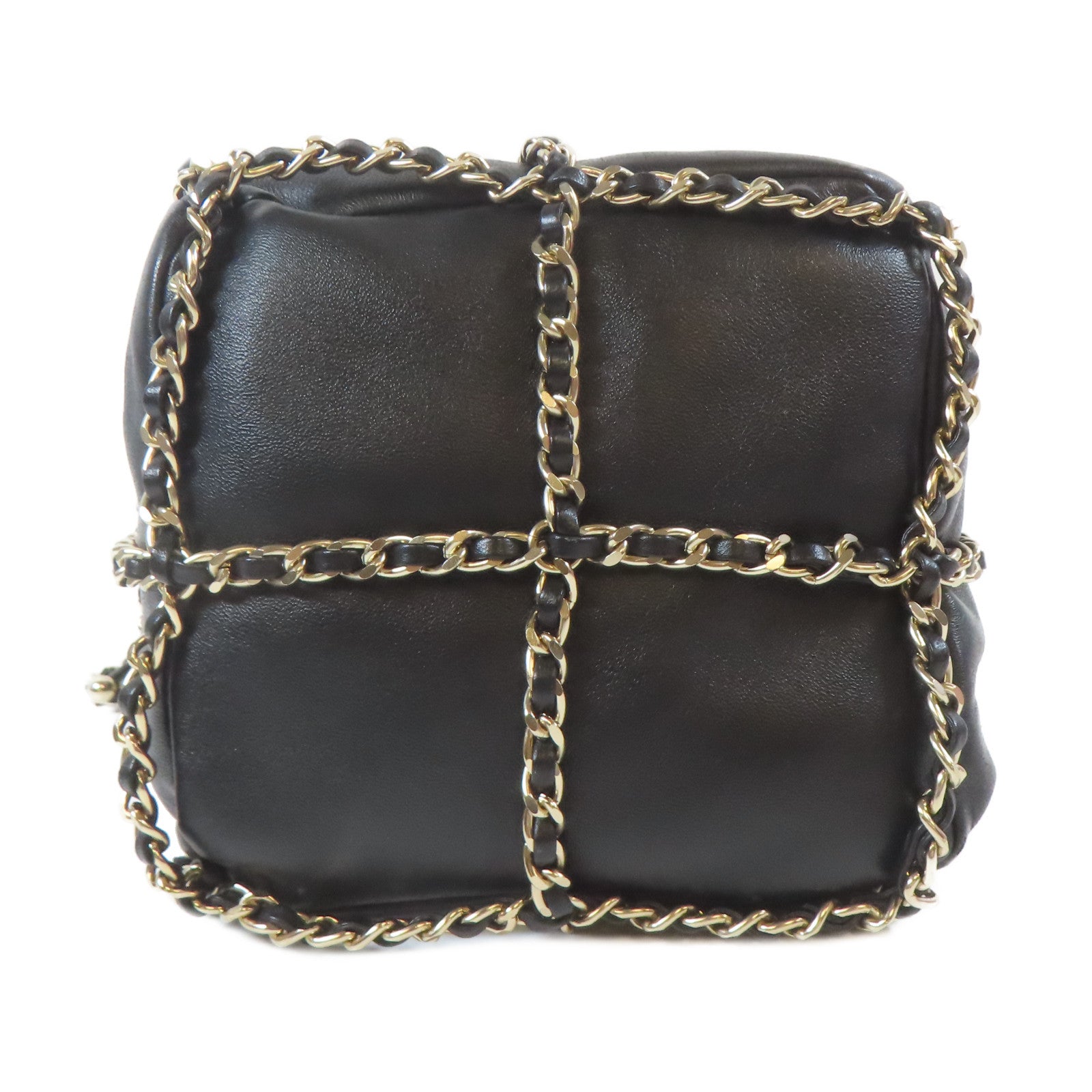 CHANEL 【激減優惠】羊皮皮革Bucket Bag金扣鏈帶肩背袋黑色