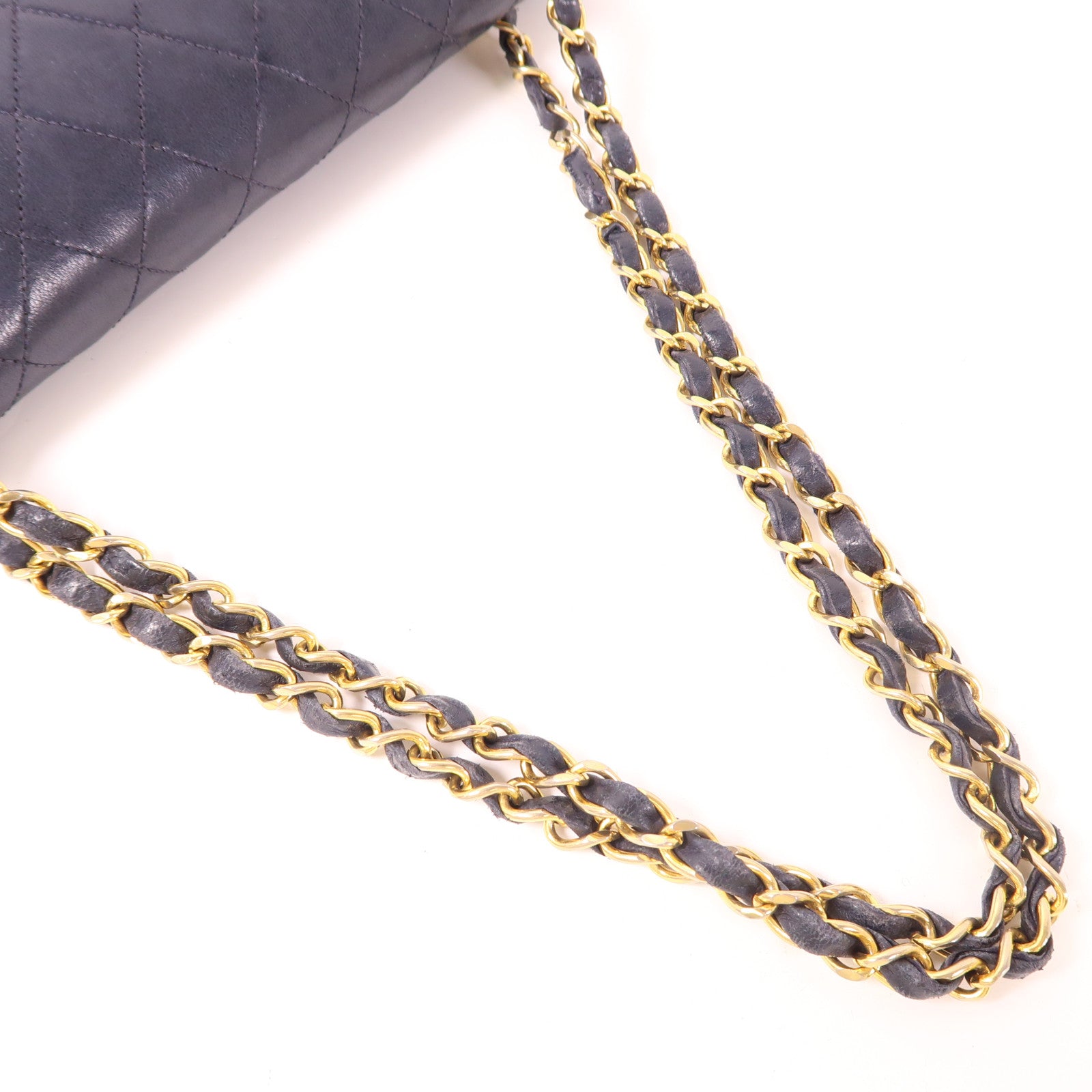 CHANEL 羊皮皮革Vintage Chain Shoulder金扣鏈帶肩背袋