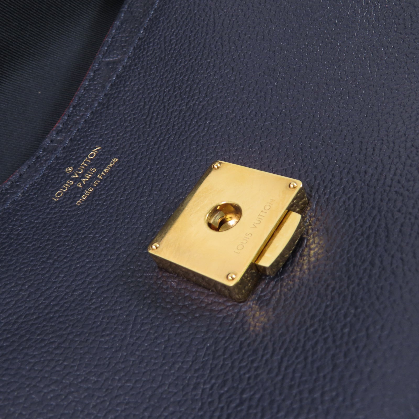 LOUIS VUITTON Monogram-Empreinte Blanche BB 2Way Shoulder Bag金扣手挽肩背兩用袋寶藍色/紅色