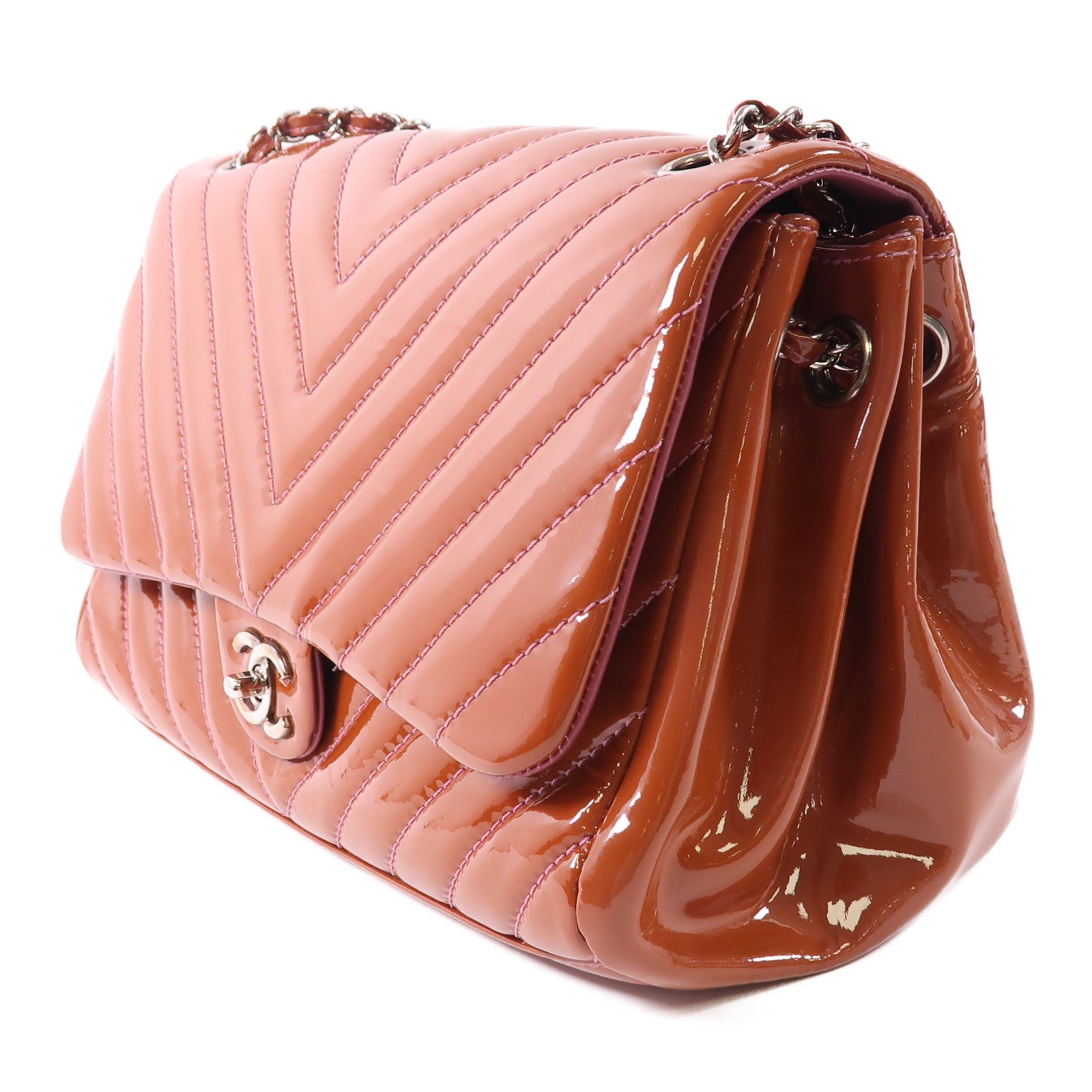 CHANEL 【激減優惠】漆皮皮革Chain Shoulder銀扣鏈帶肩背袋