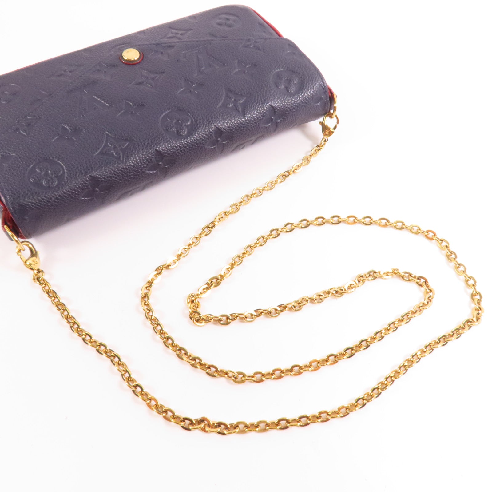 LOUIS VUITTON Monogram Empreinte Felicie Pochette金扣鏈帶肩背袋