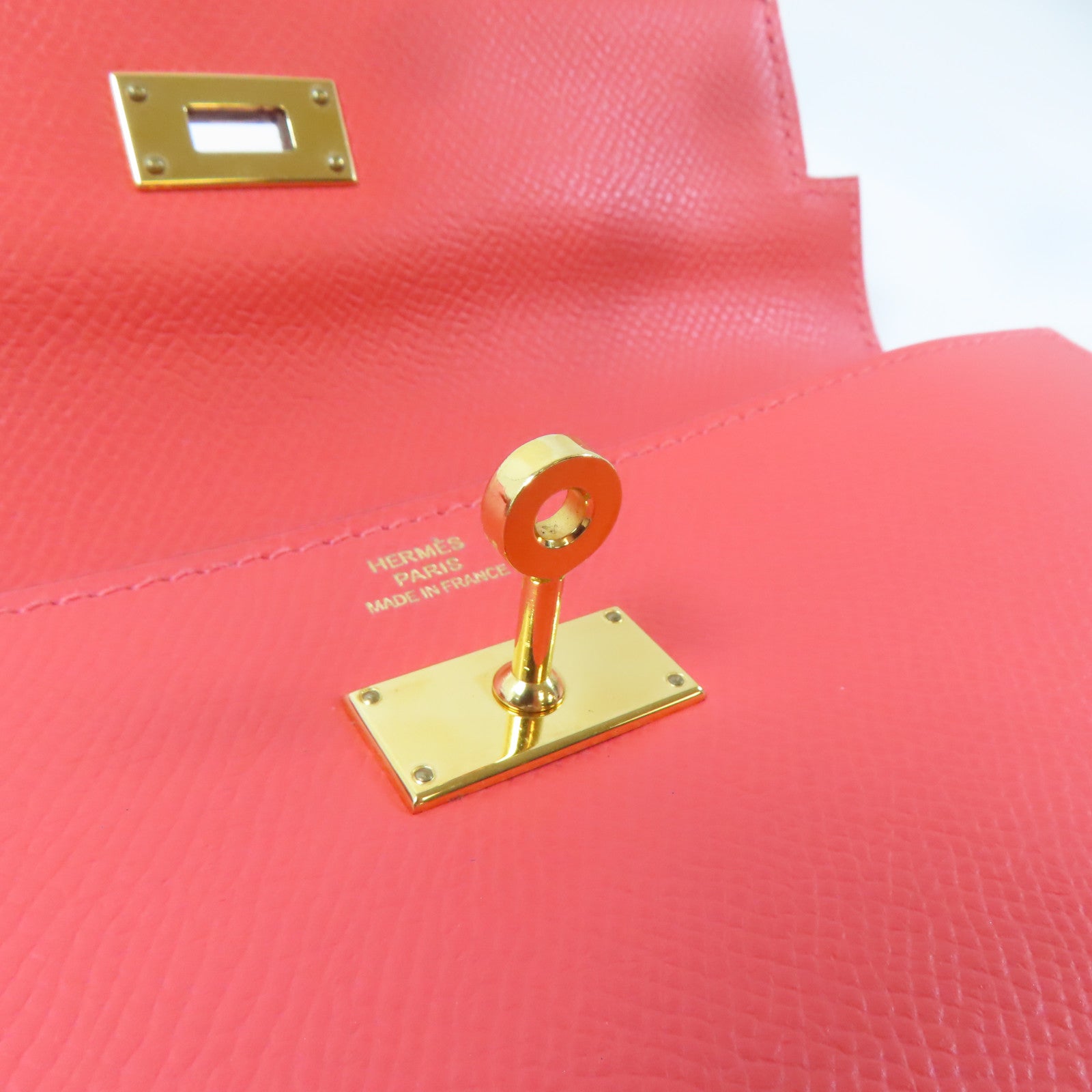 HERMES Epsom皮革Kelly Wallet金扣長錢包Rose Jaipur