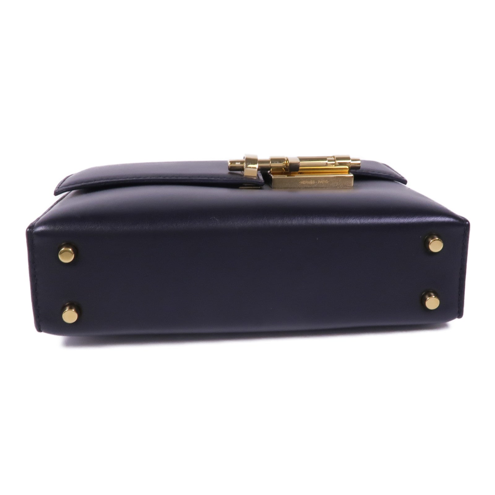 HERMES 【激減優惠】Tadelakt皮革Verrou Mini金扣鏈帶肩背袋Noir