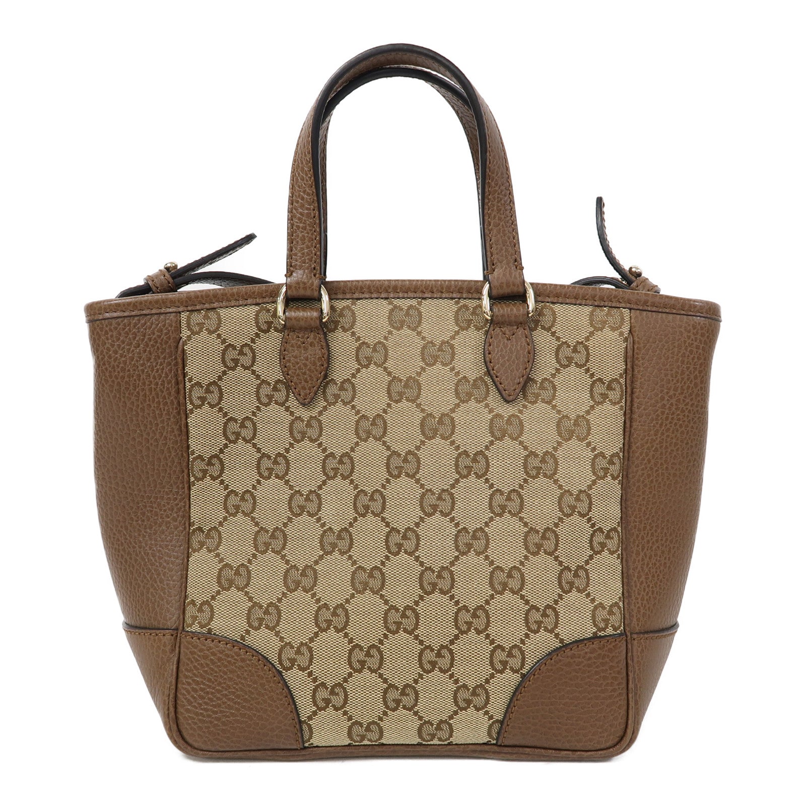 GUCCI 帆布/皮革Shoulder Bag金扣手挽肩背兩用袋啡色