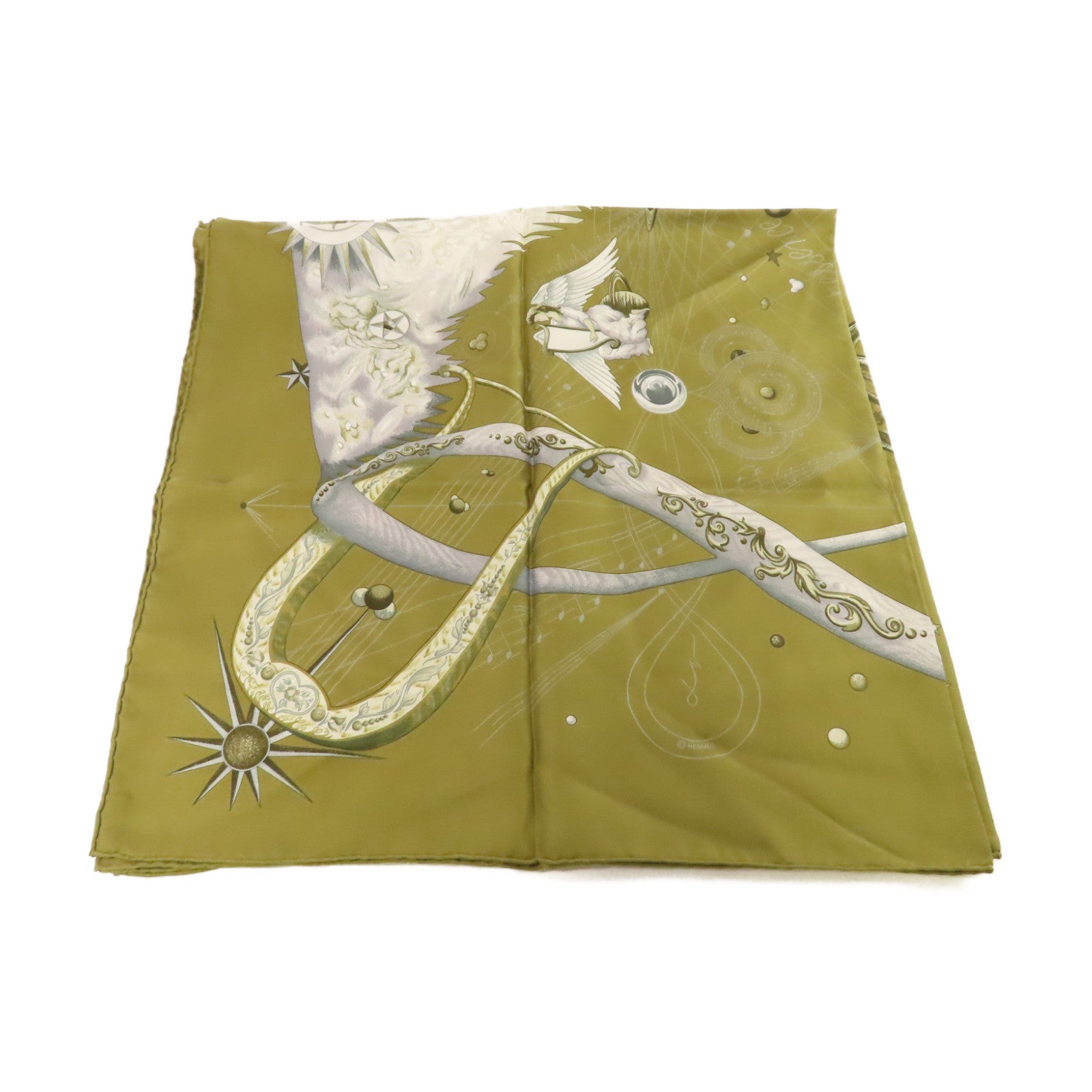 HERMES 【激減優惠】絲質90x90 Scarf絲巾軍綠色/彩色