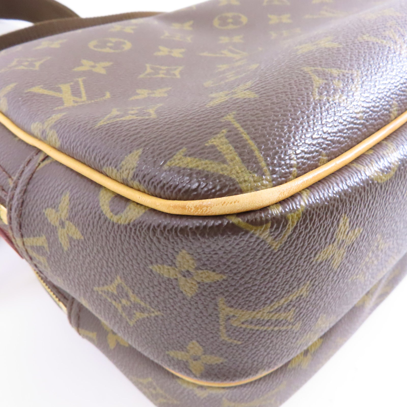 LOUIS VUITTON Monogram Reporter PM金扣肩背袋棕色