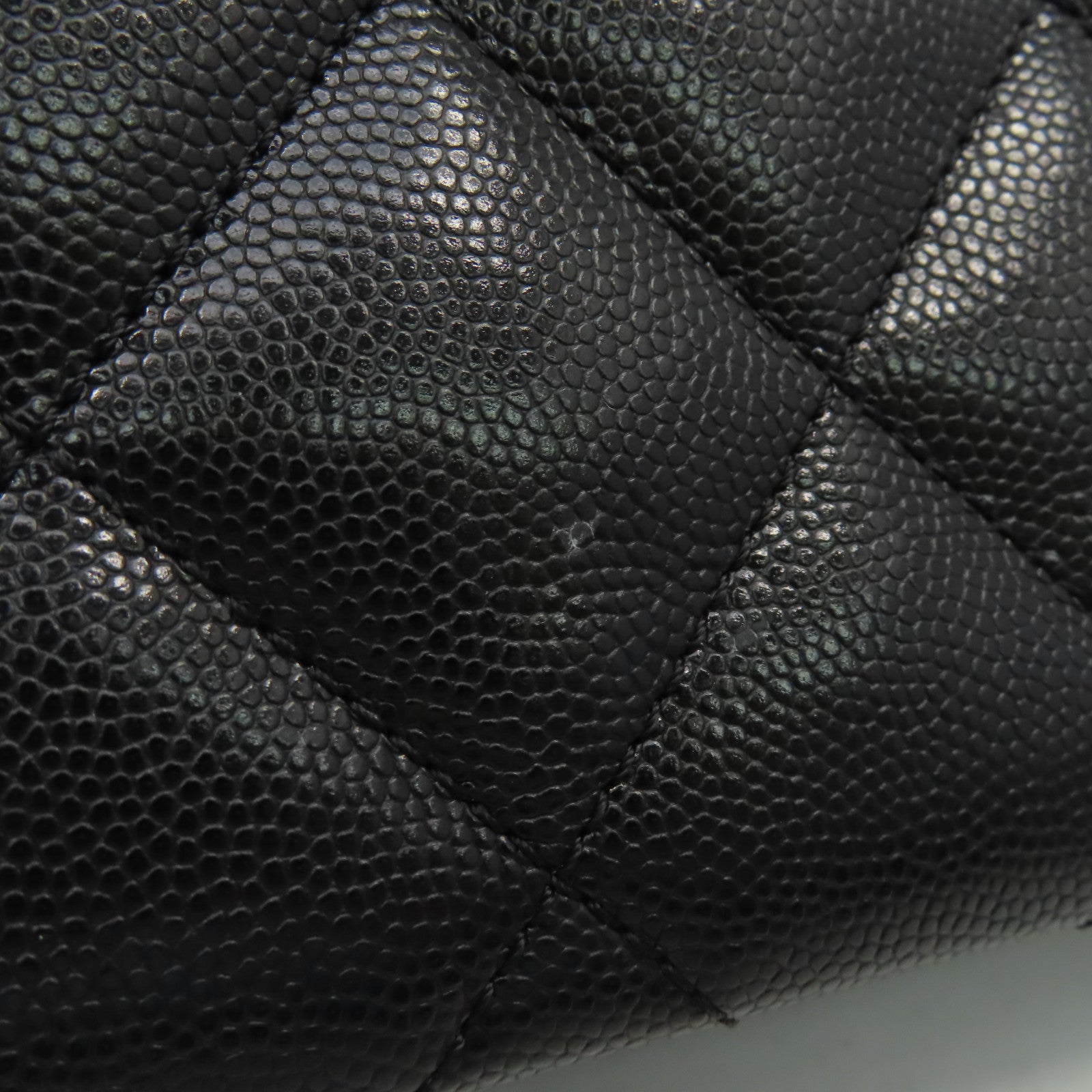 CHANEL 菱格Caviar皮革Matelasse Shoulder Tote Bag金扣肩背袋黑色